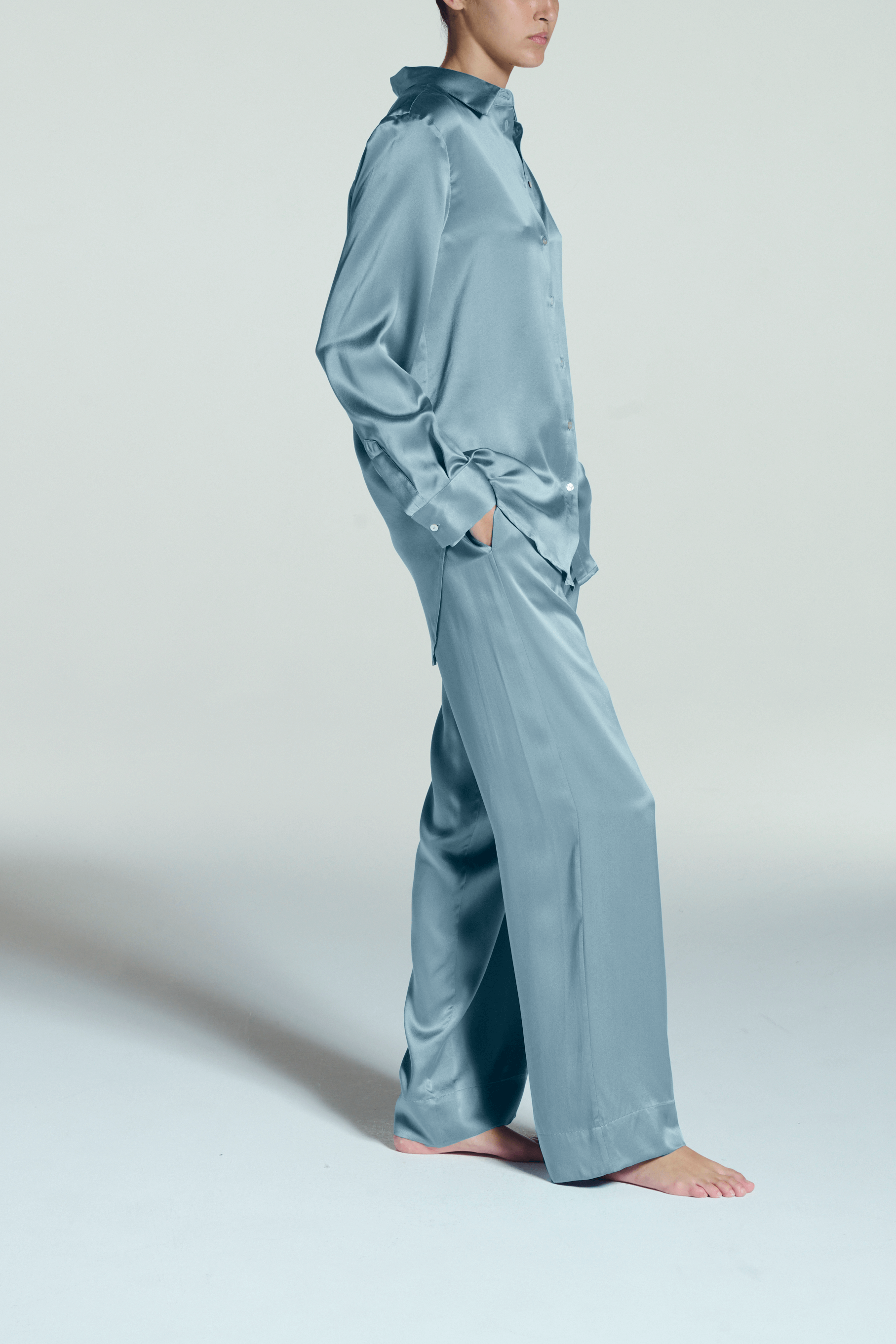 London Trouser Dust Blue Silk