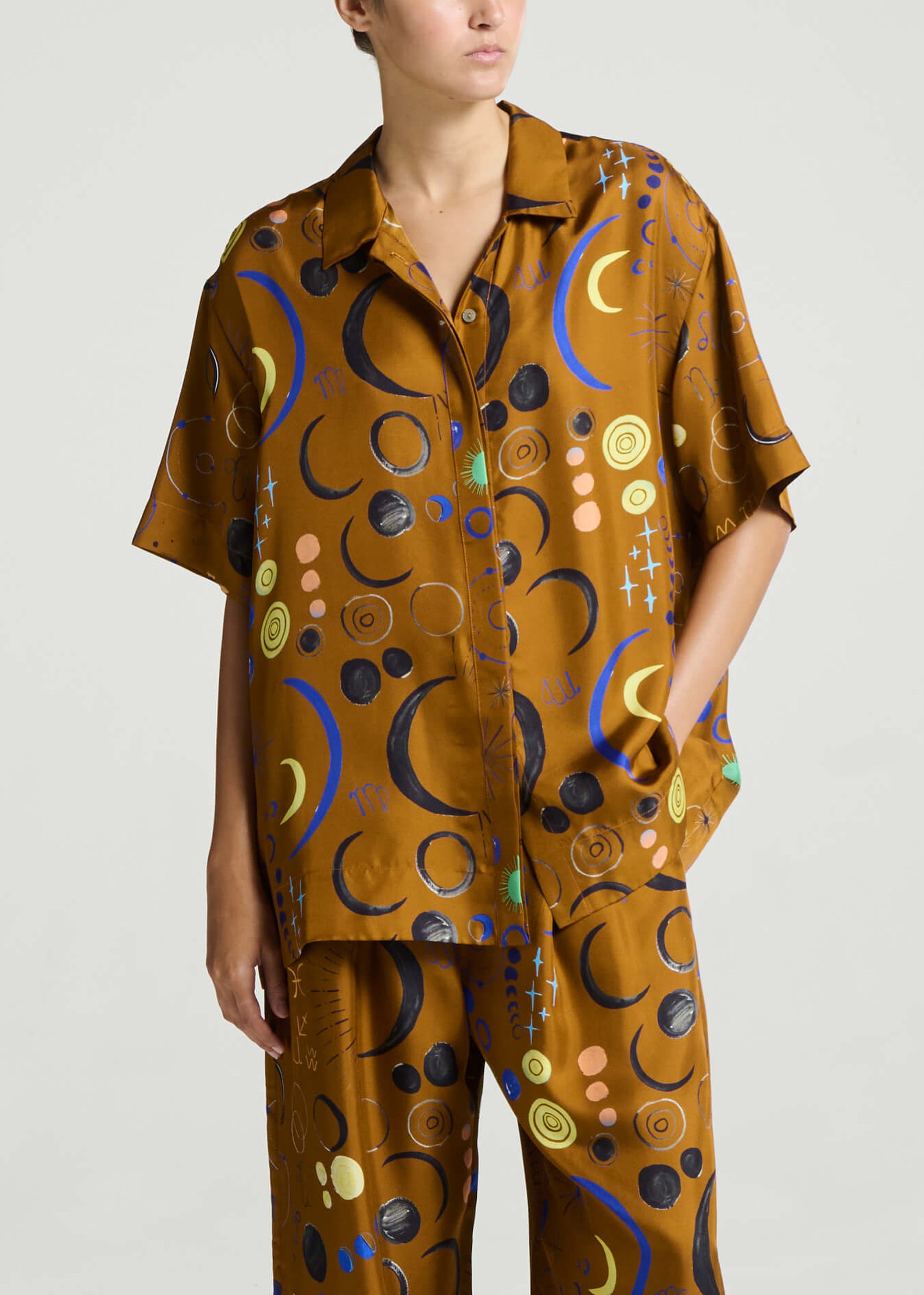 Montauk Shirt Celestial Copper Silk Twill