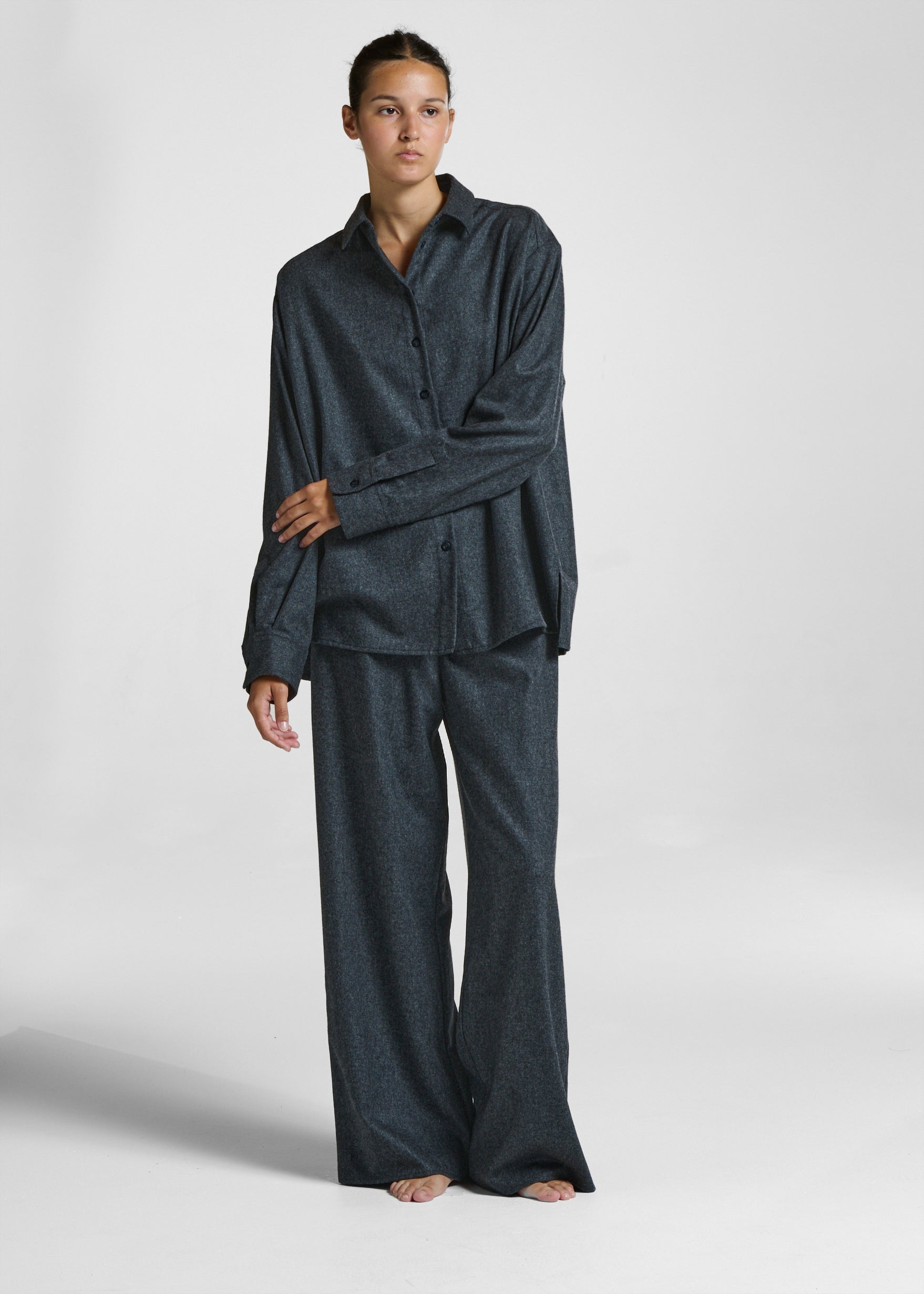 Maya Shirt Charcoal Wool Cashmere Flannel