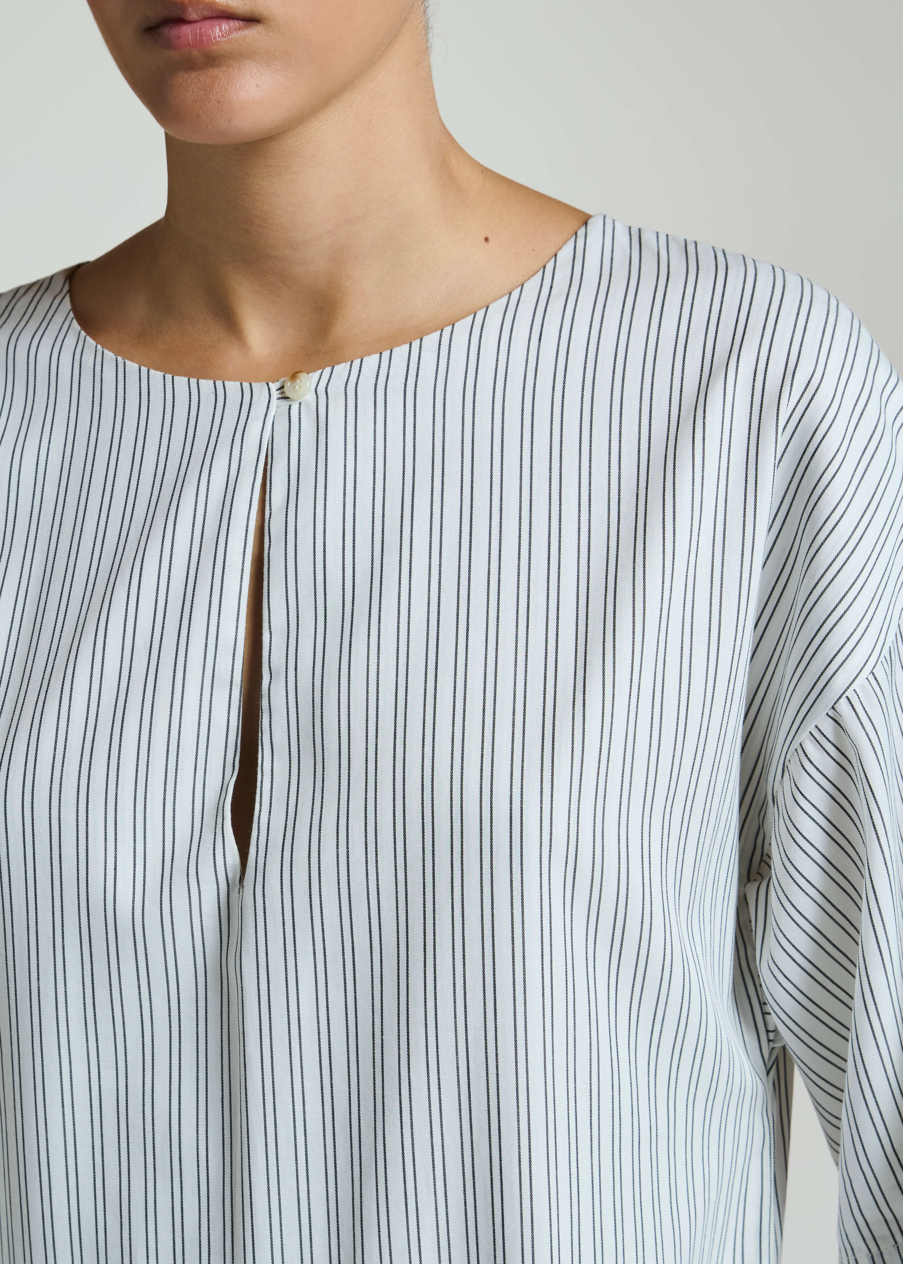 Daloa Dress White Charcoal Stripe Cotton Viscose