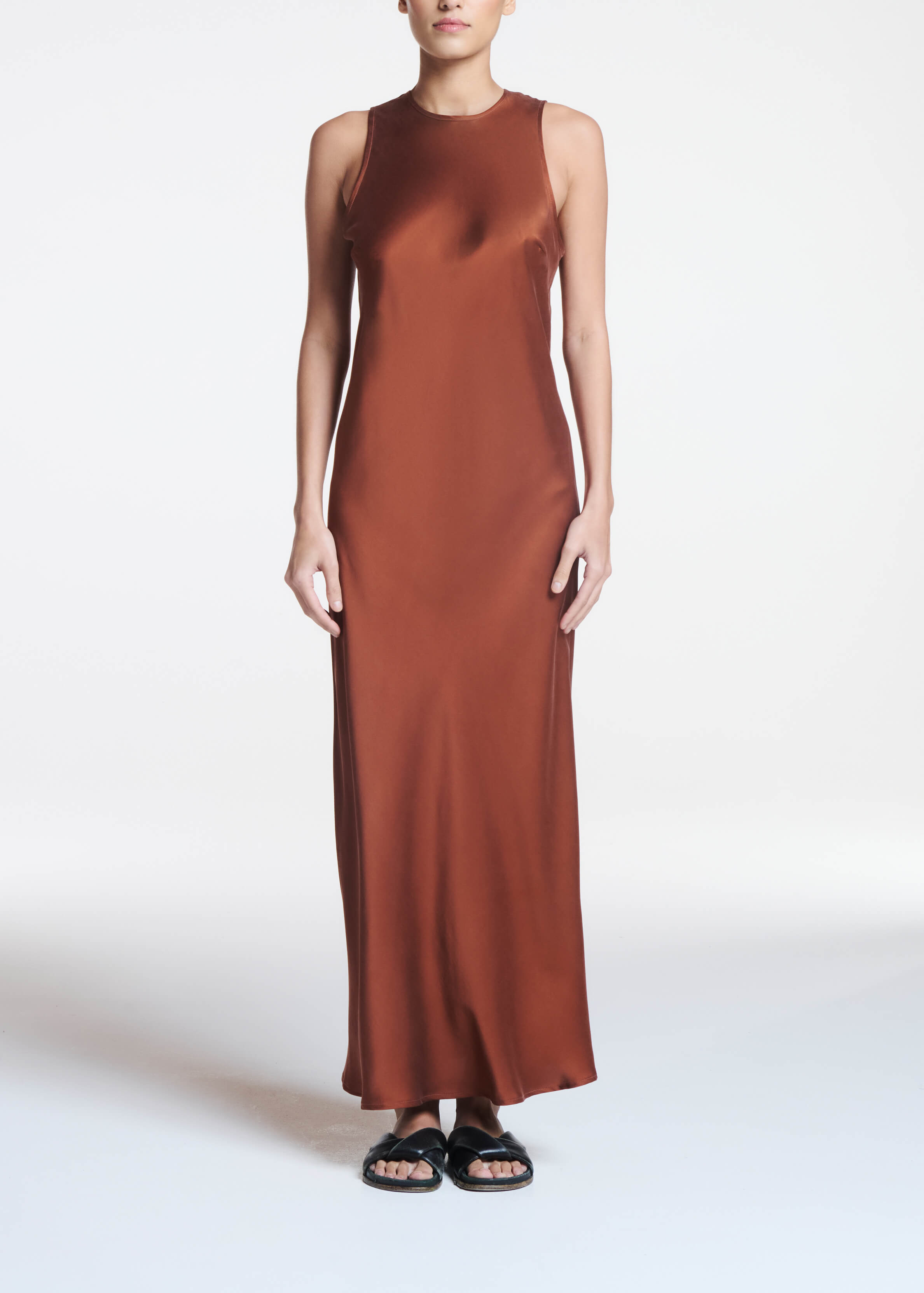 Valencia Dress Brick Red Silk Charmeuse