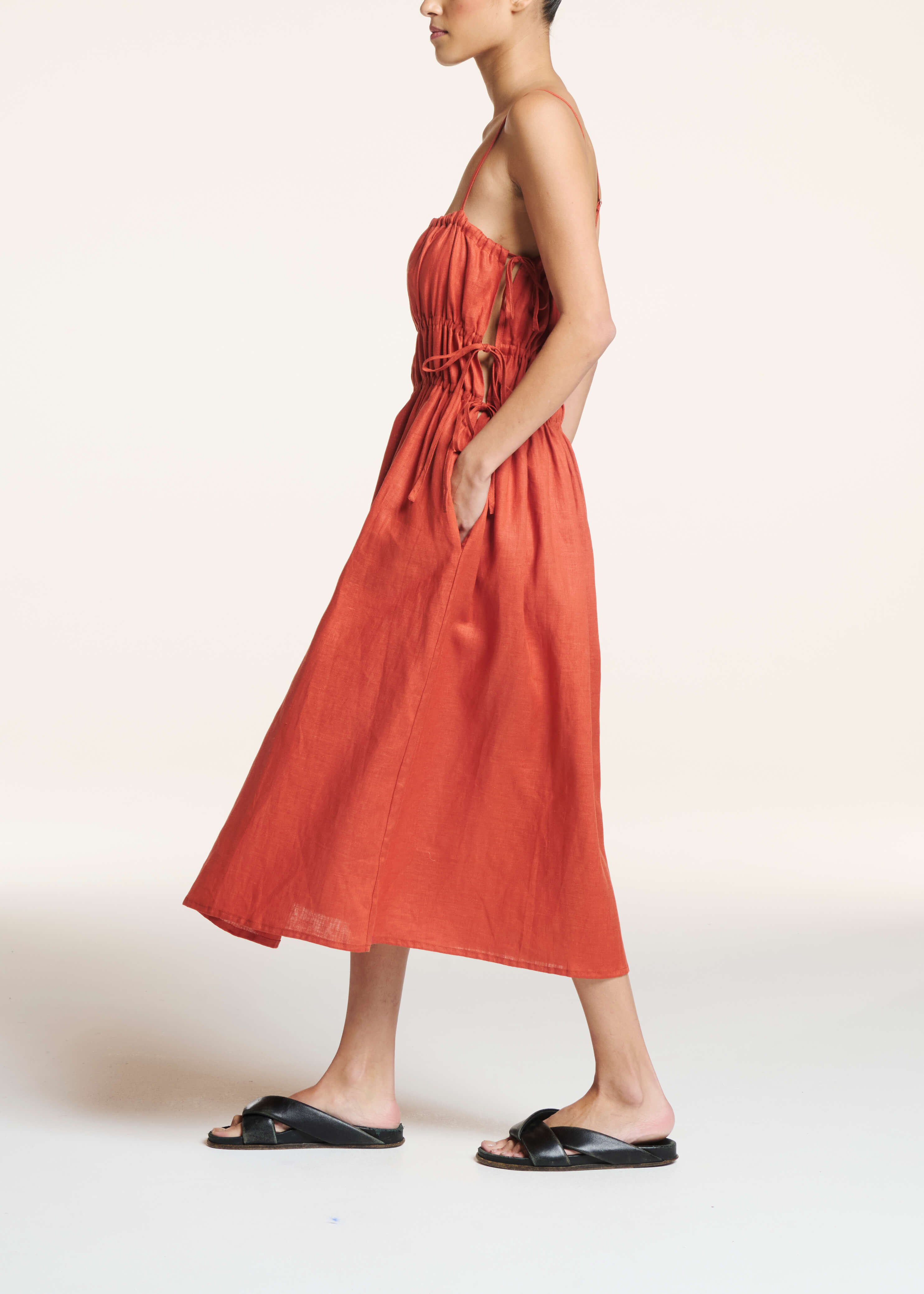 Eze Dress Terracotta Linen