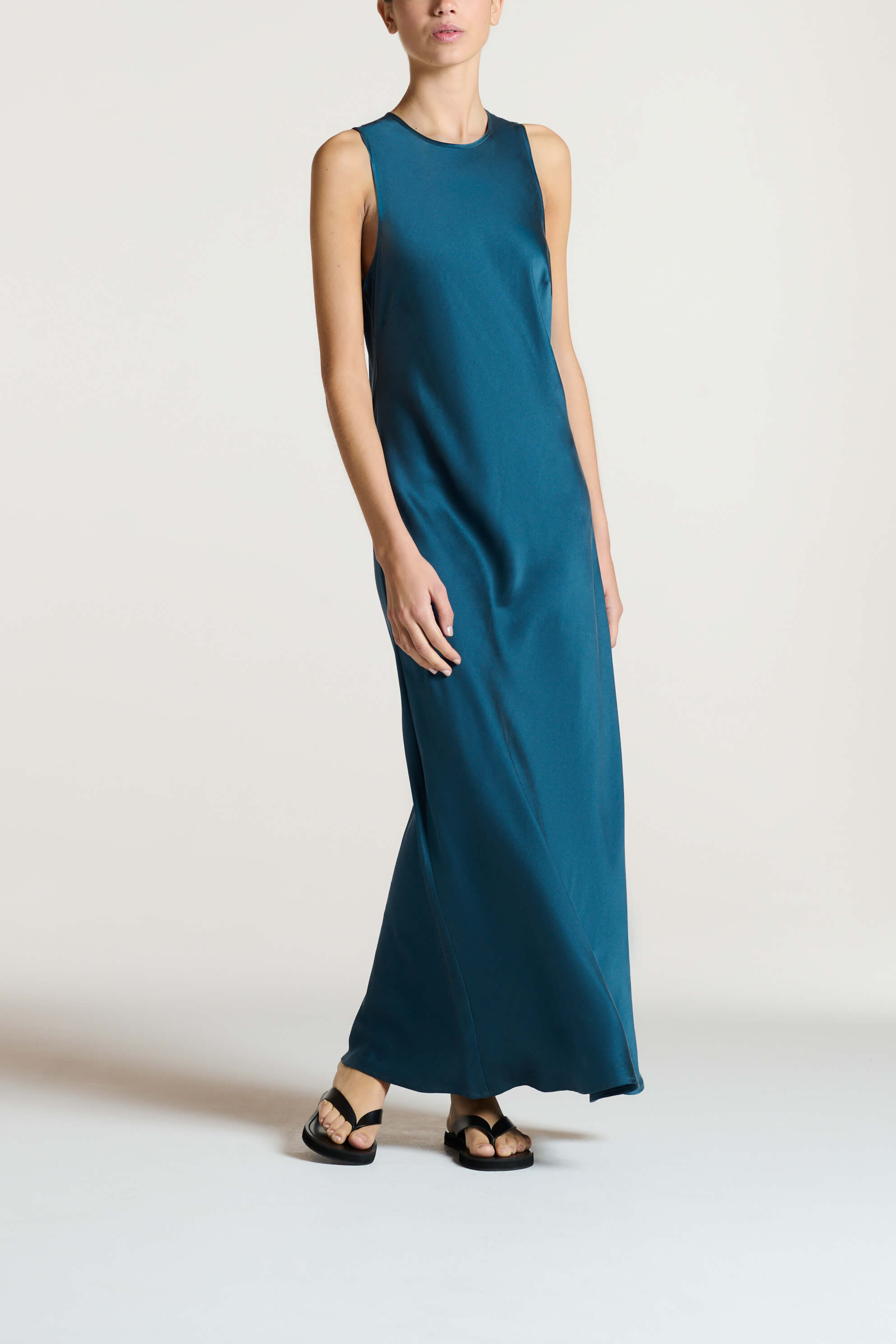 Valencia Dress Aegean Blue Silk Charmeuse