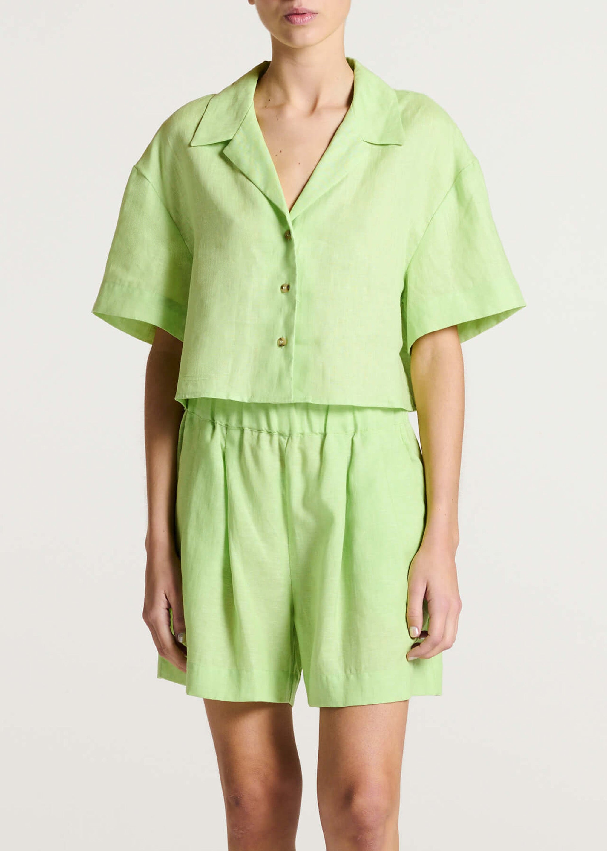 Lincoln Shirt Citrus Green Linen