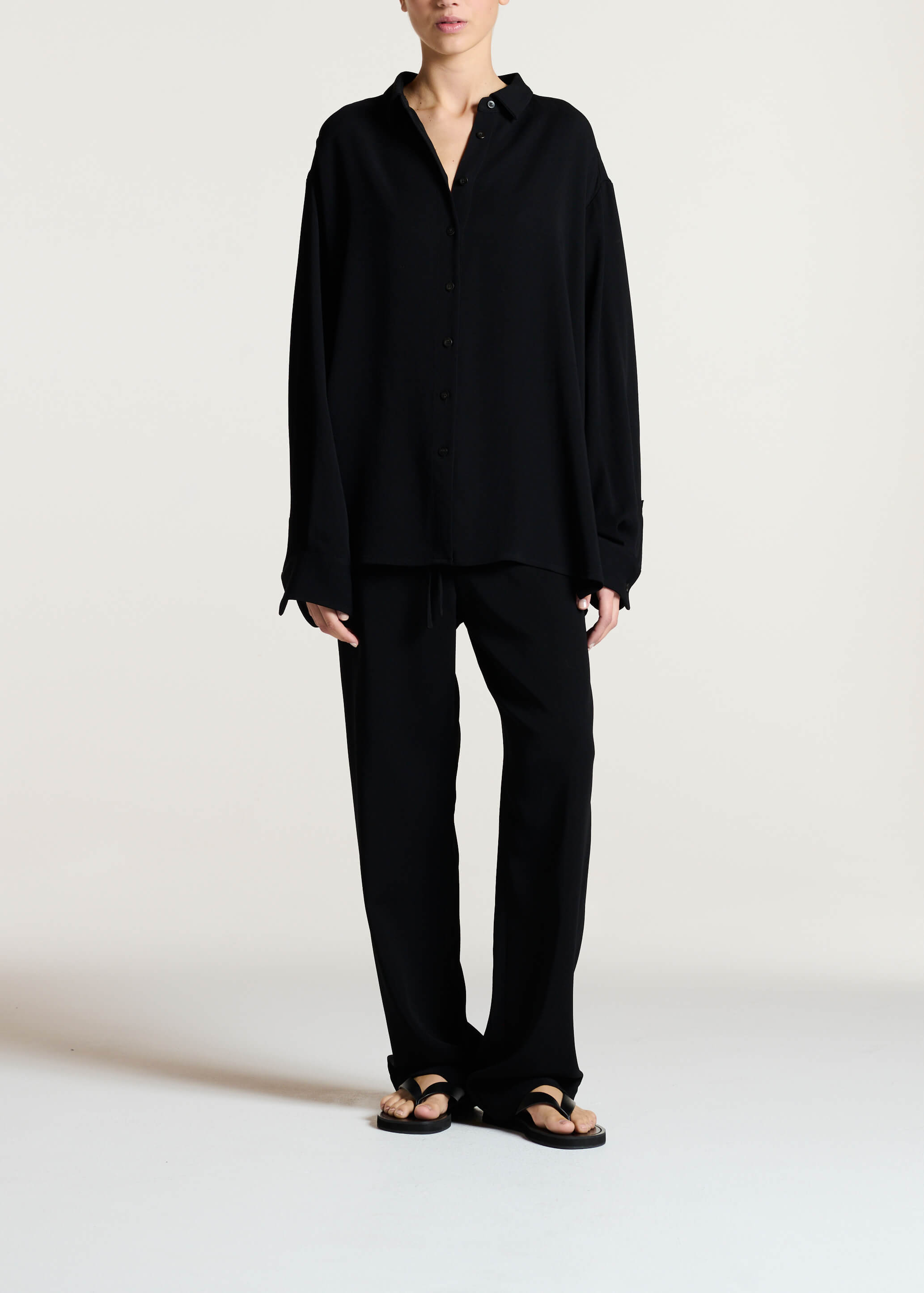 Aurelia Trouser Black Textured Viscose Crepe