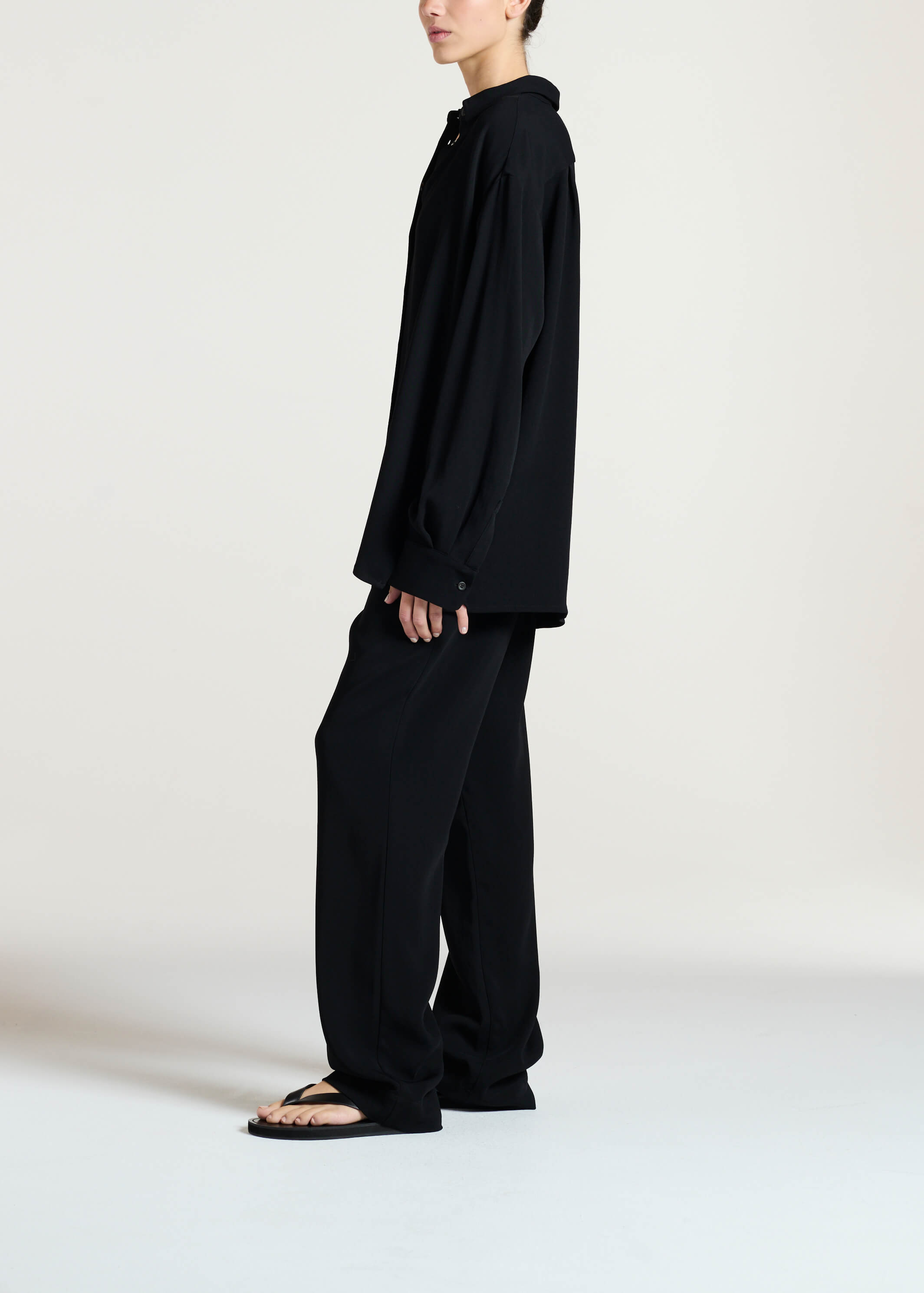 Aurelia Trouser Black Textured Viscose Crepe