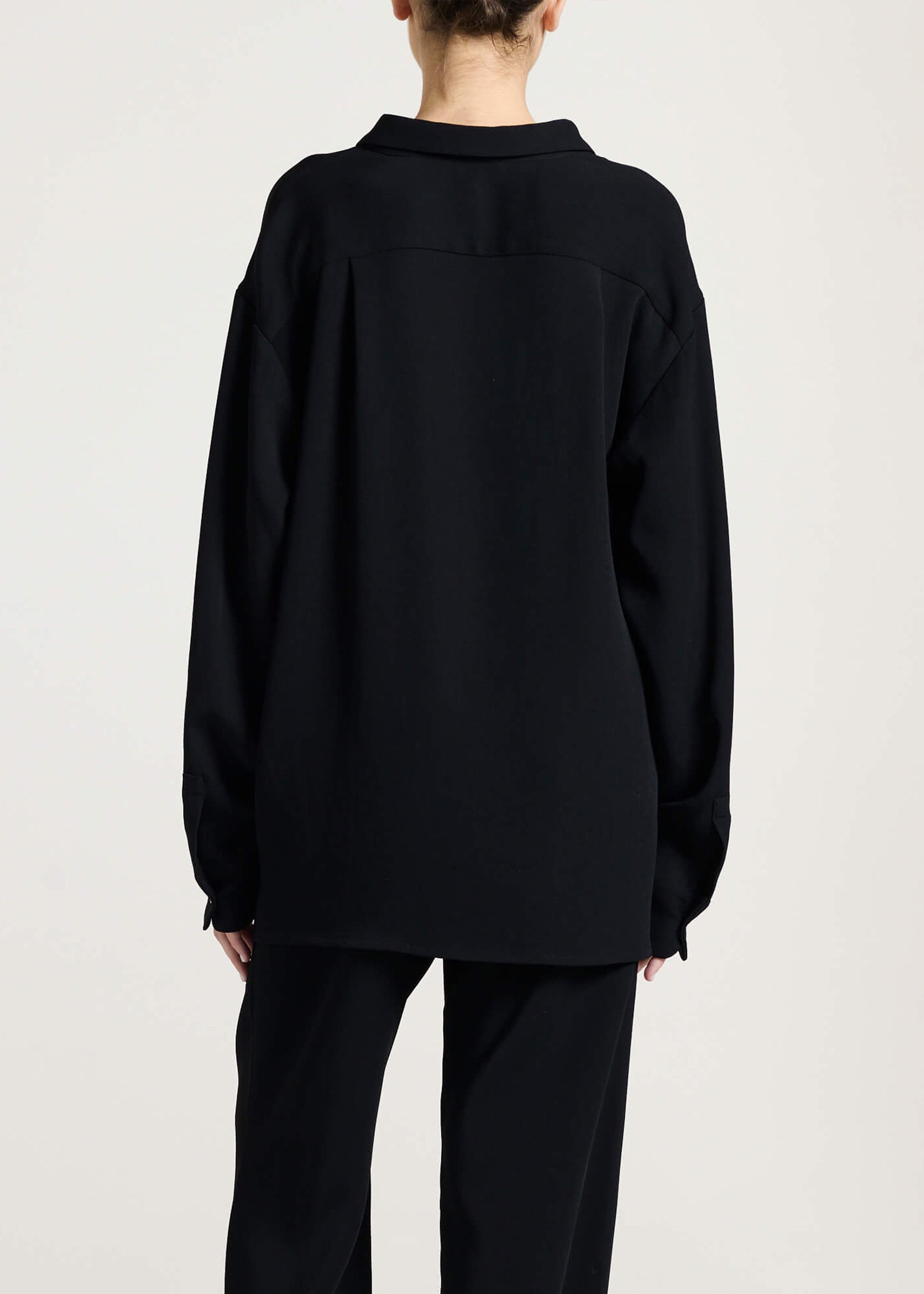 Maya Shirt Black Textured Viscose Crepe