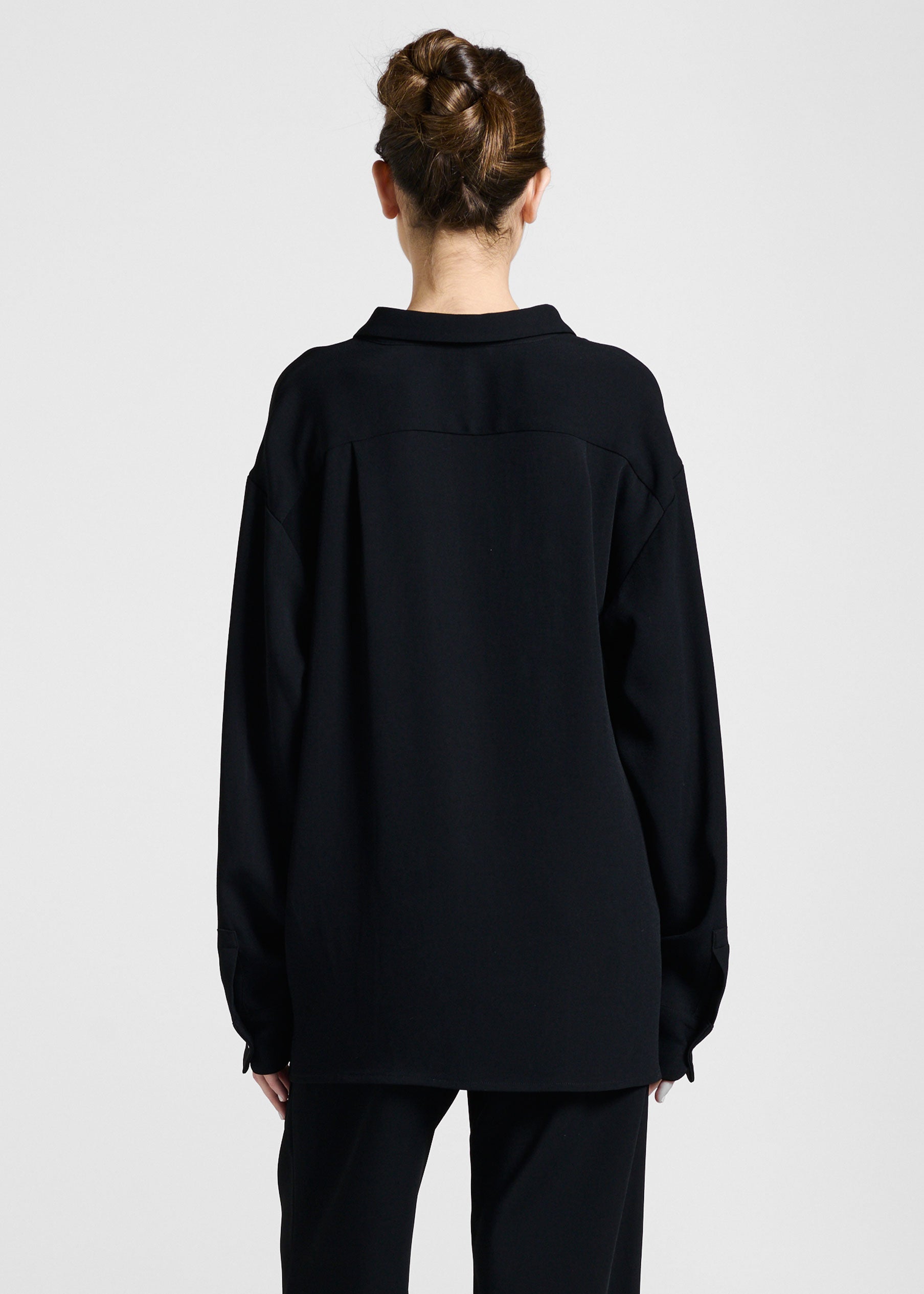Maya Shirt Black Textured Viscose Crepe