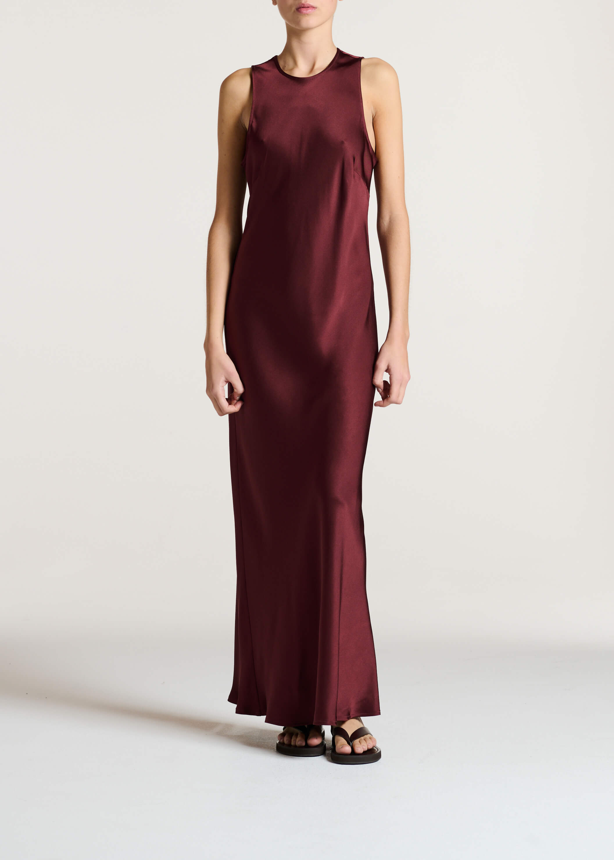 Valencia Dress Maroon Silk Satin