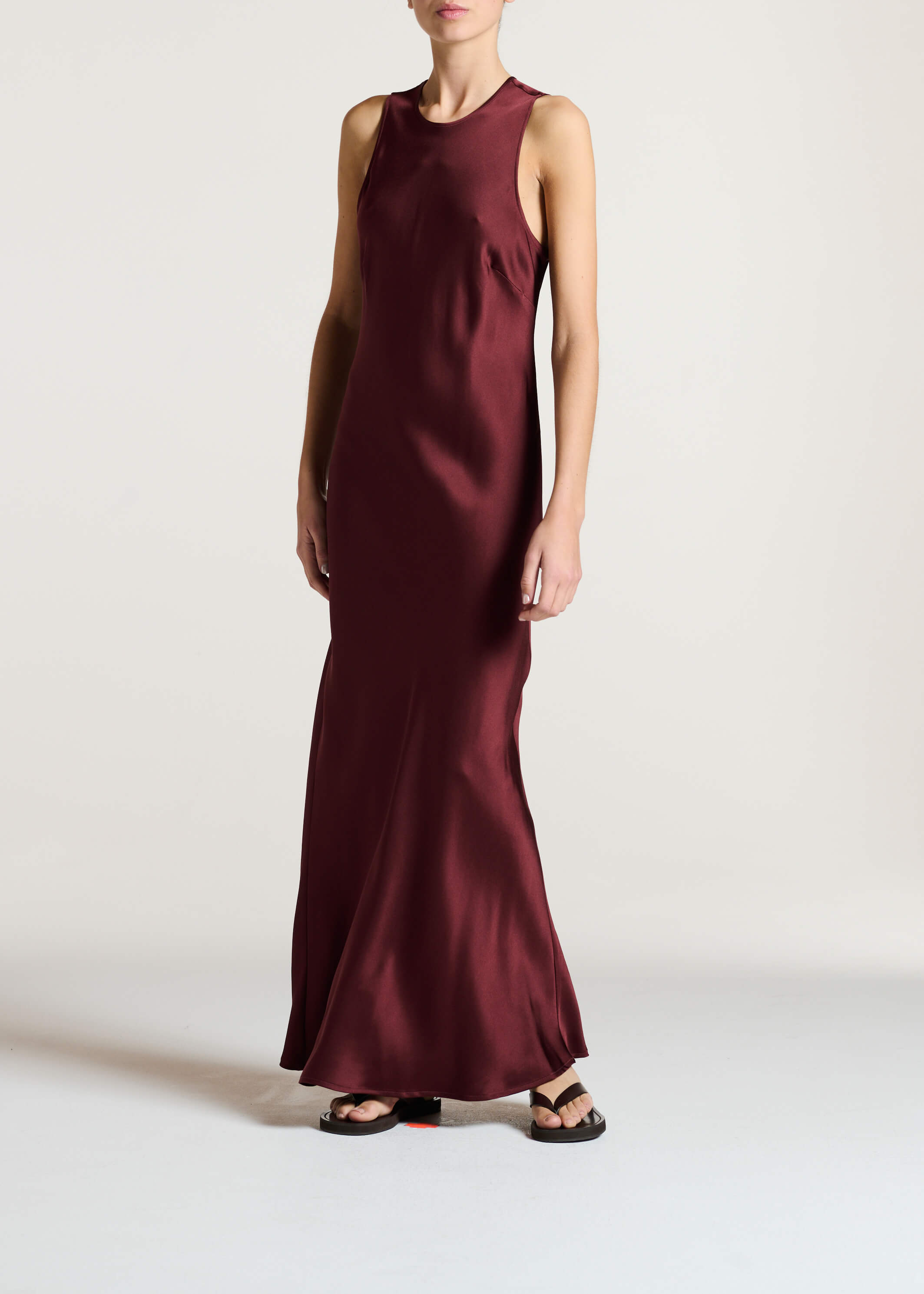 Valencia Dress Maroon Silk Satin