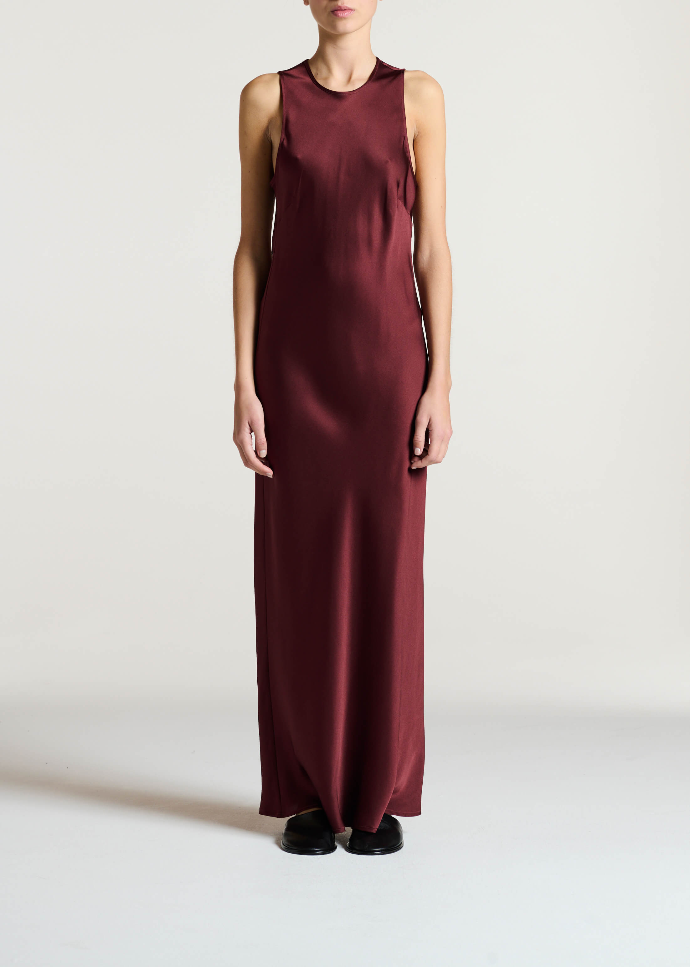 Valencia Dress Maroon Silk Satin