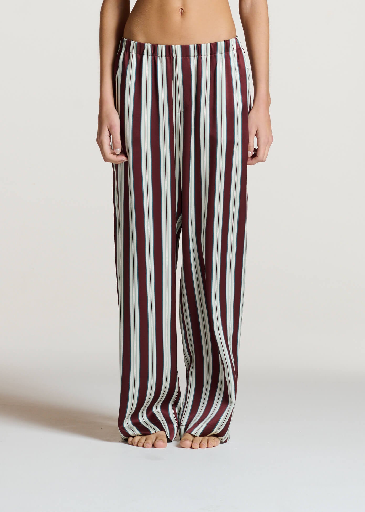 Rosa Trouser Maroon Stripe Silk Charmeuse