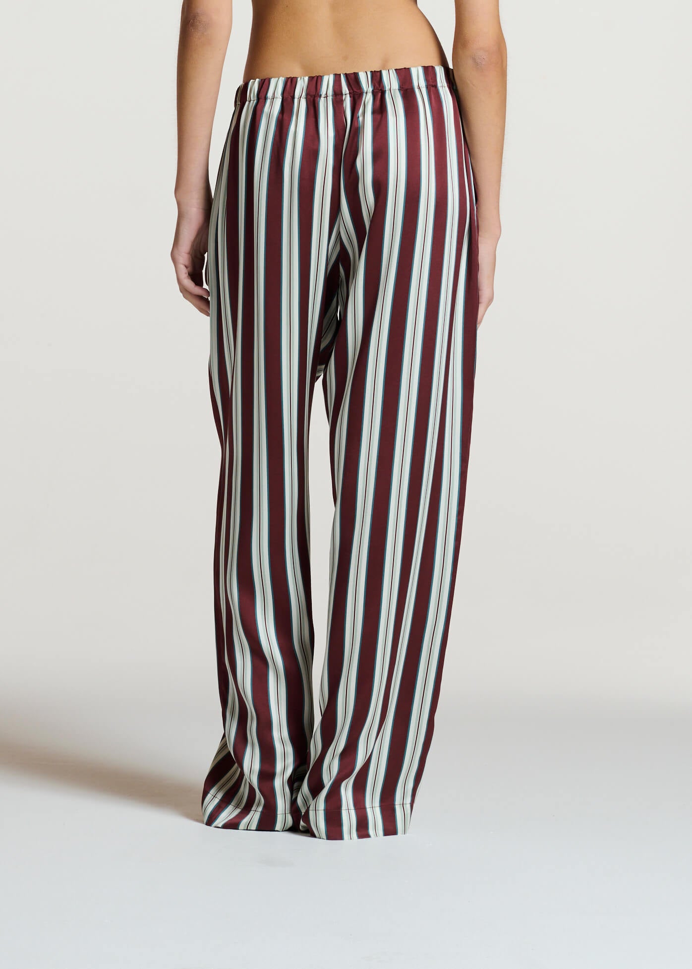 Rosa Trouser Maroon Stripe Silk Charmeuse