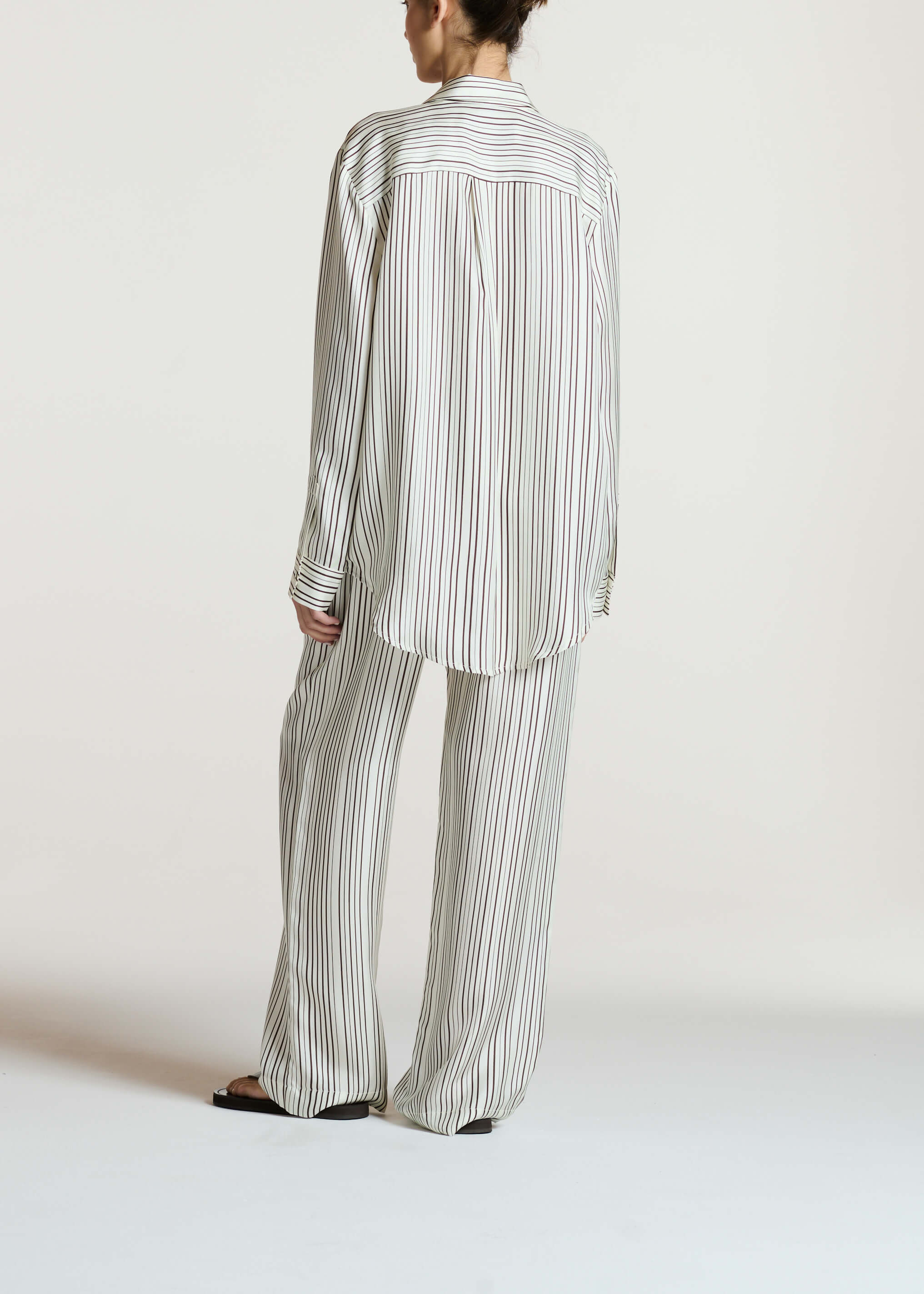 Aurelia Trouser Umber Brown Fine Stripe Silk Twill