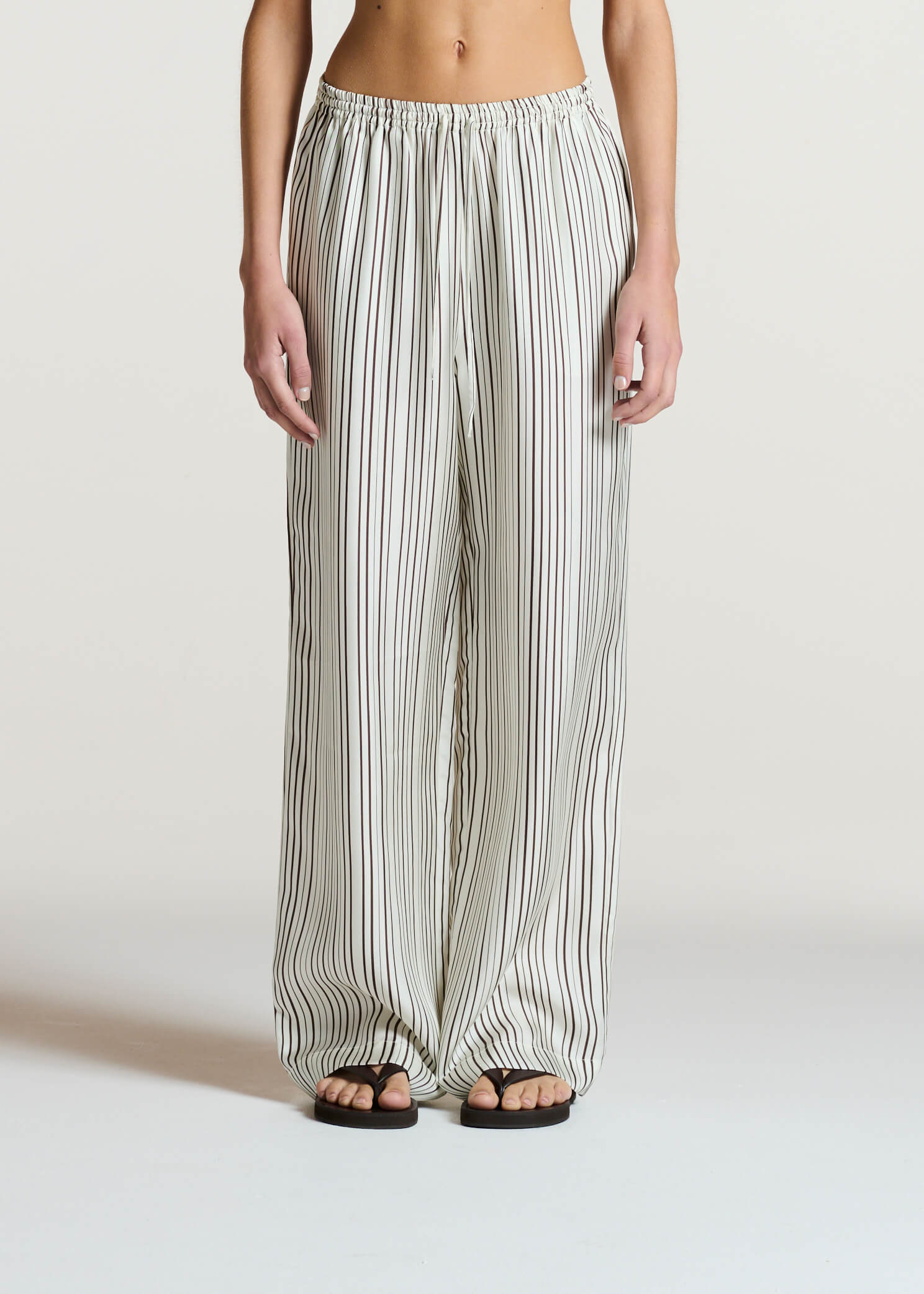 Aurelia Trouser Umber Brown Fine Stripe Silk Twill