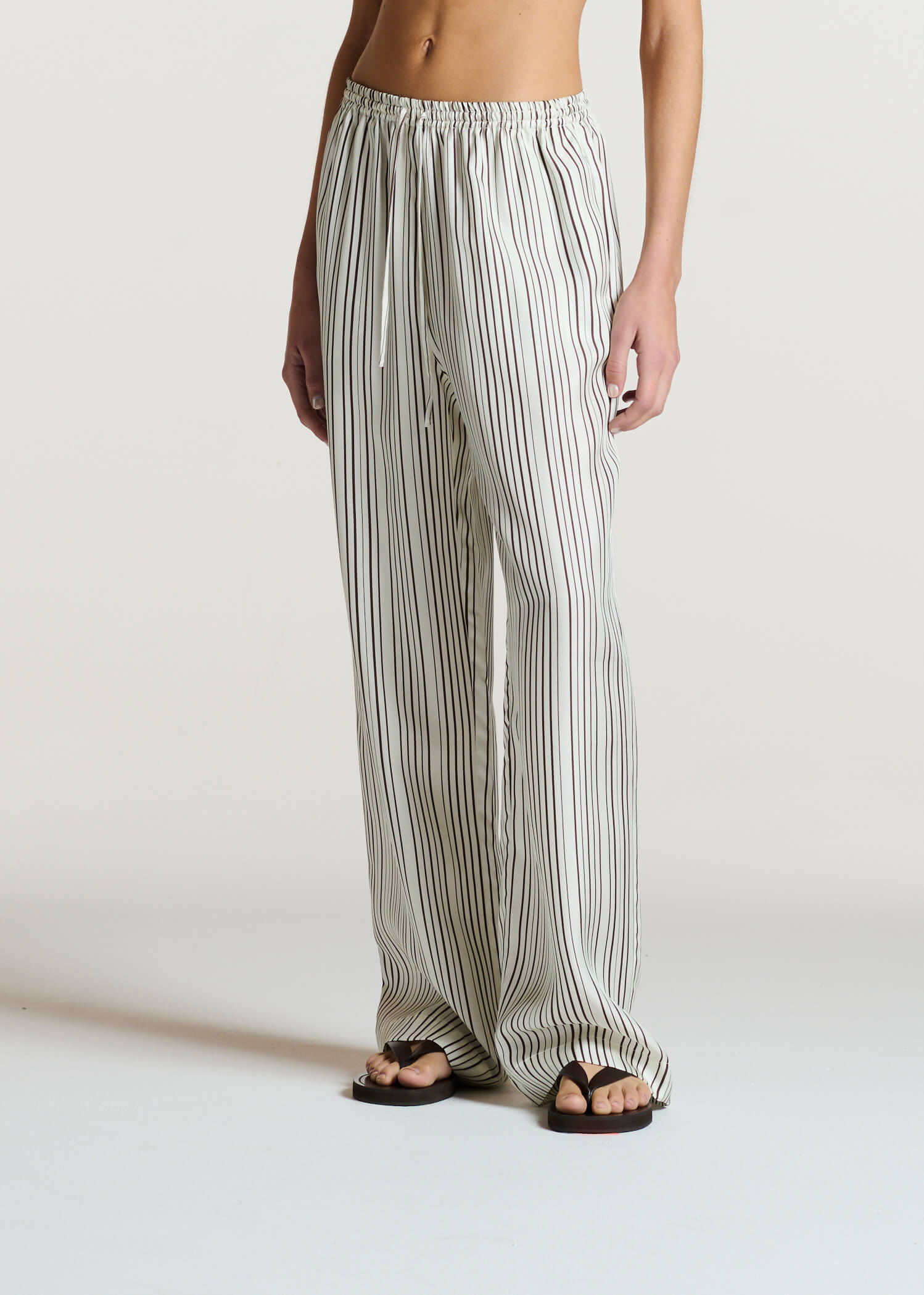 Aurelia Trouser Umber Brown Fine Stripe Silk Twill