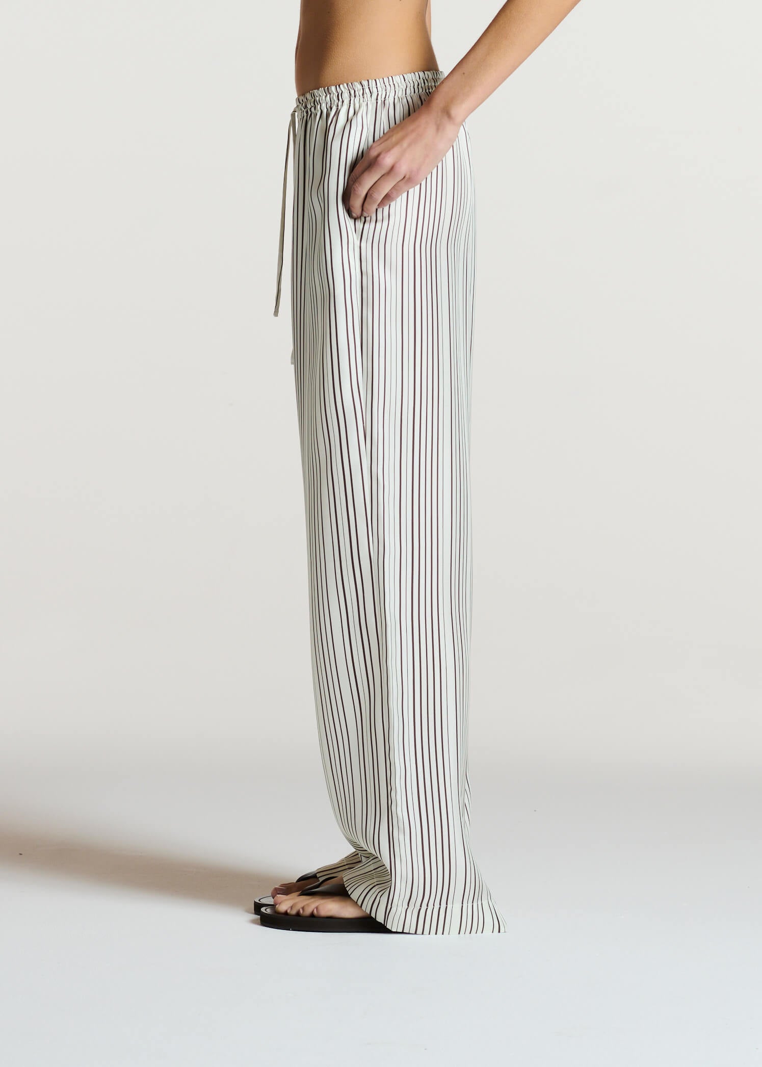 Aurelia Trouser Umber Brown Fine Stripe Silk Twill