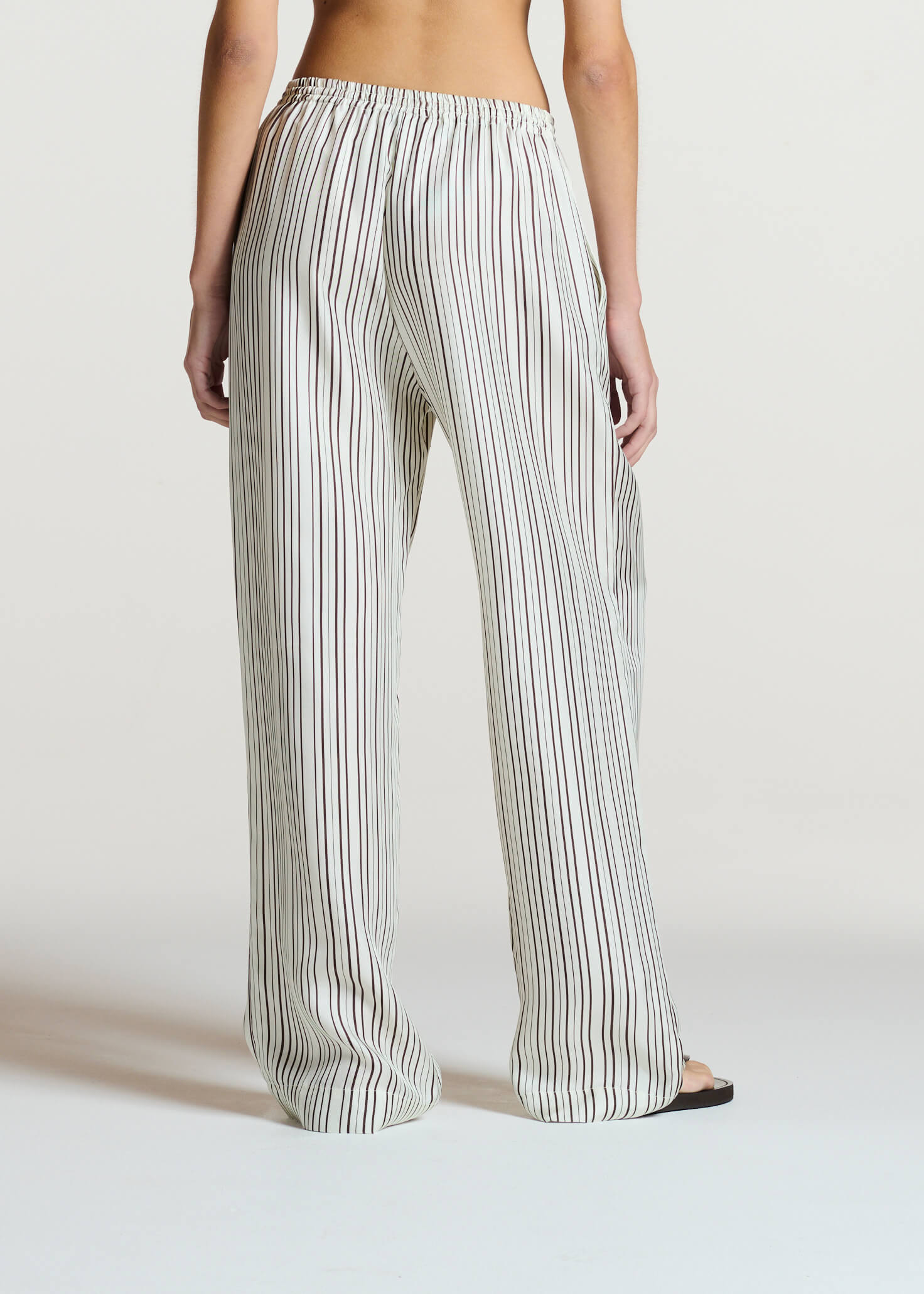 Aurelia Trouser Umber Brown Fine Stripe Silk Twill
