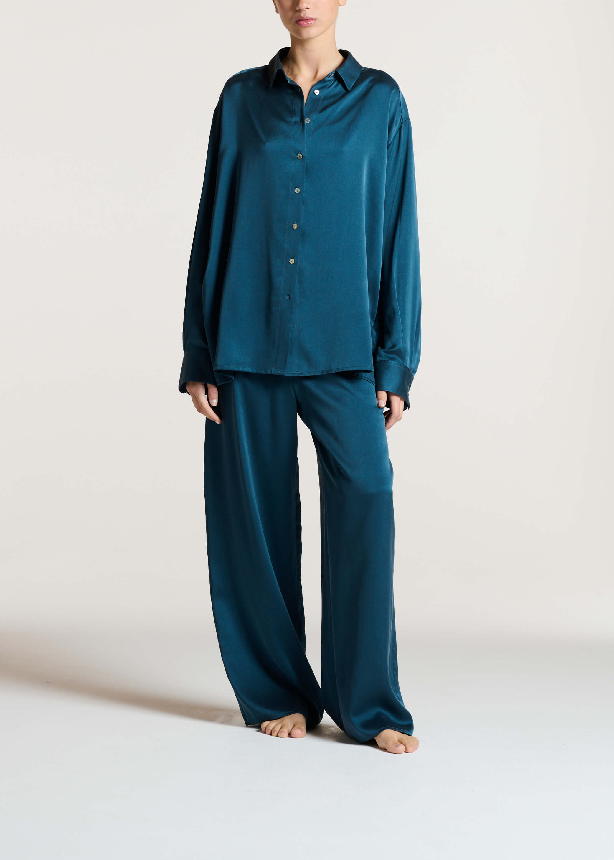 Austin Trouser Aegean Blue Silk Charmeuse