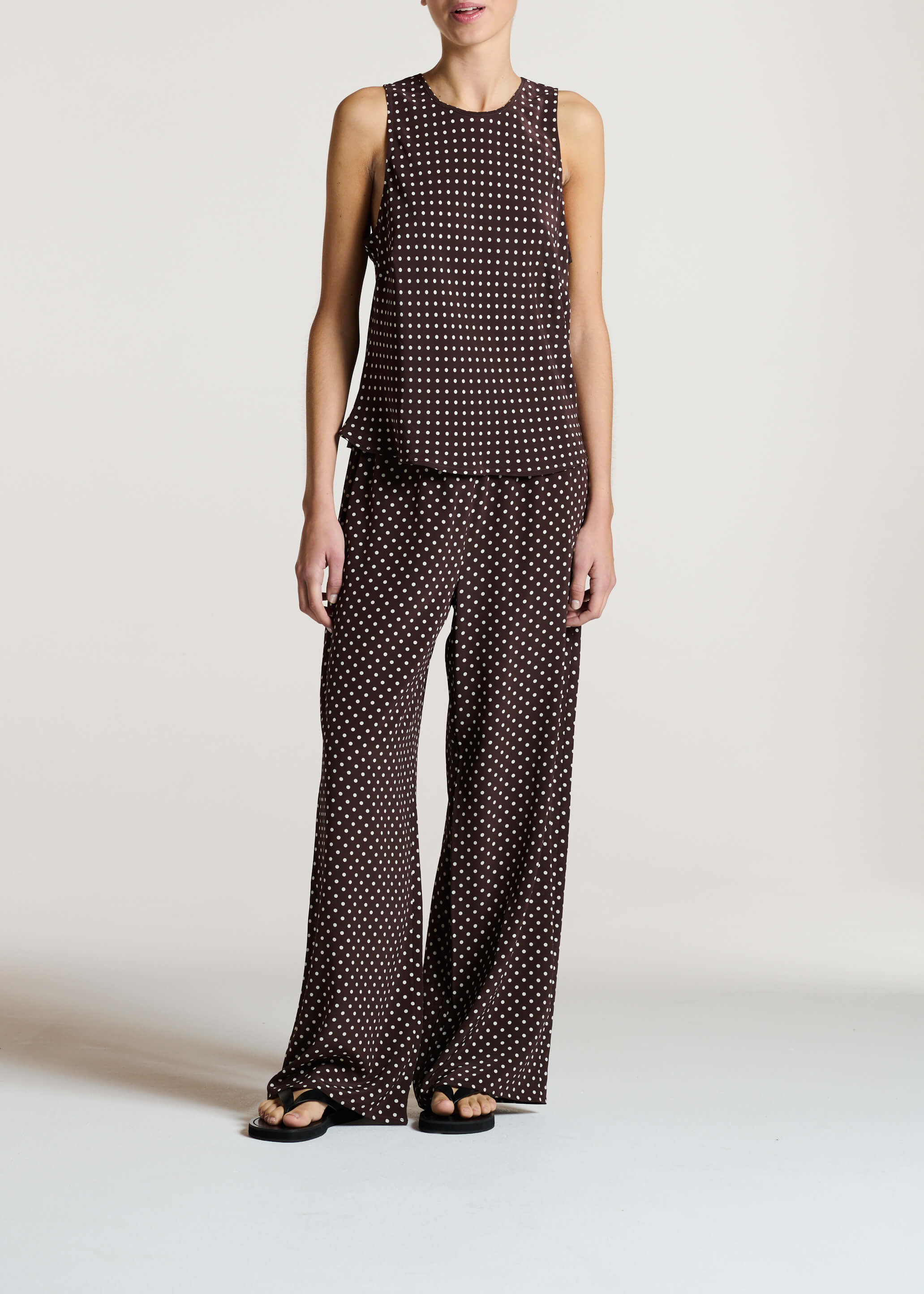 Austin Trouser Umber Brown Dot Silk Crepe