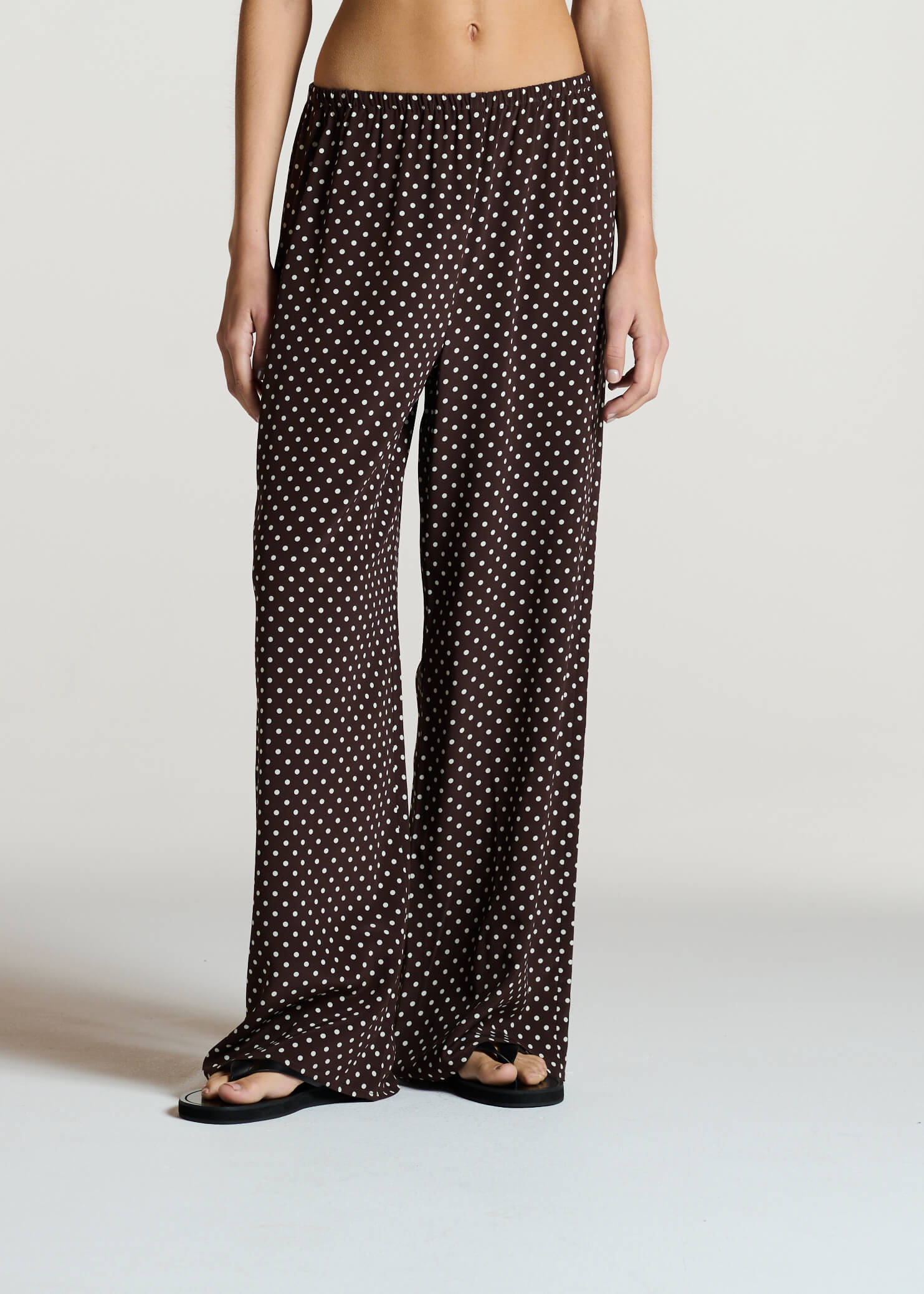 Austin Trouser Umber Brown Dot Silk Crepe