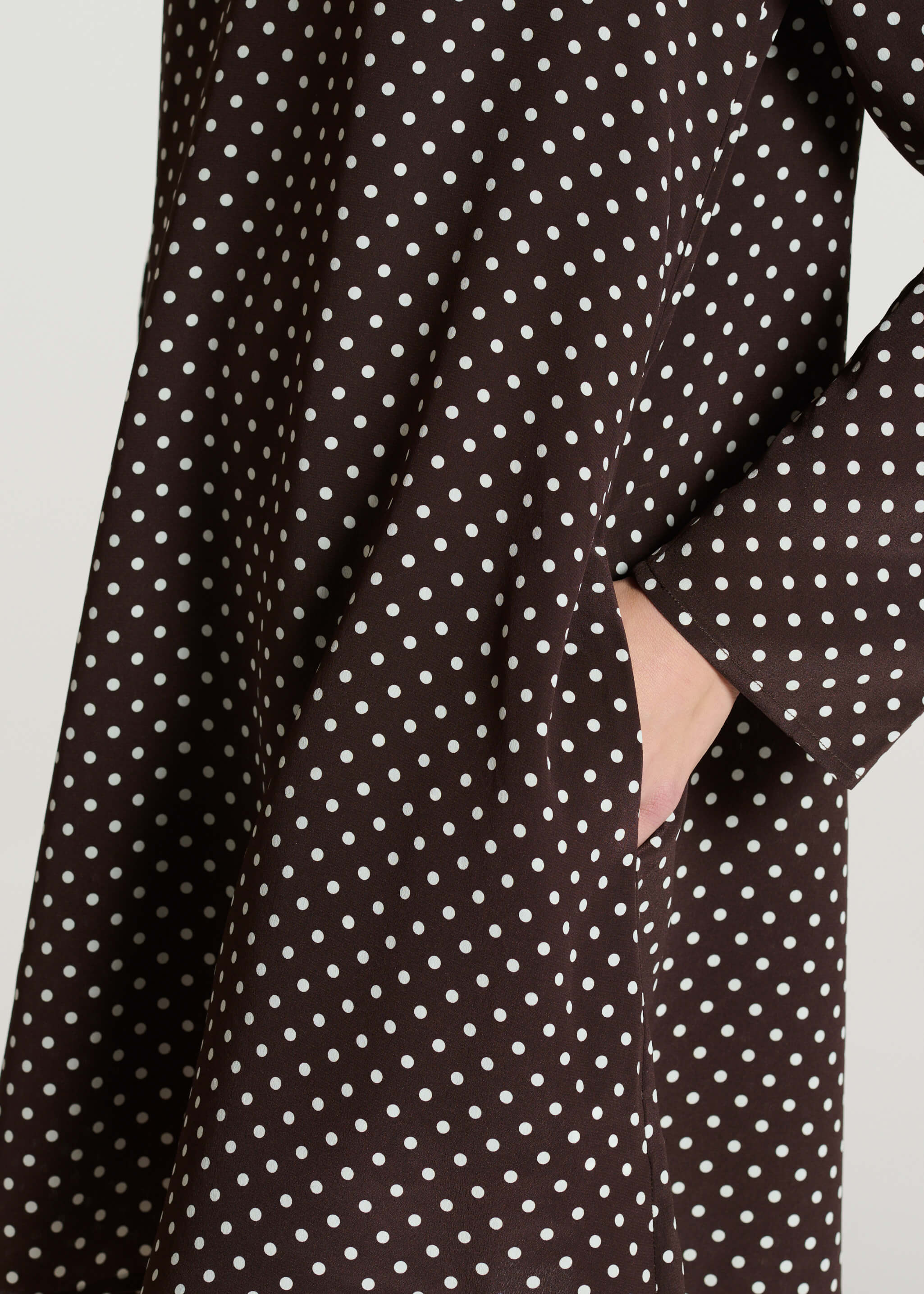 Larissa Dress Umber Brown Dot Silk Crepe
