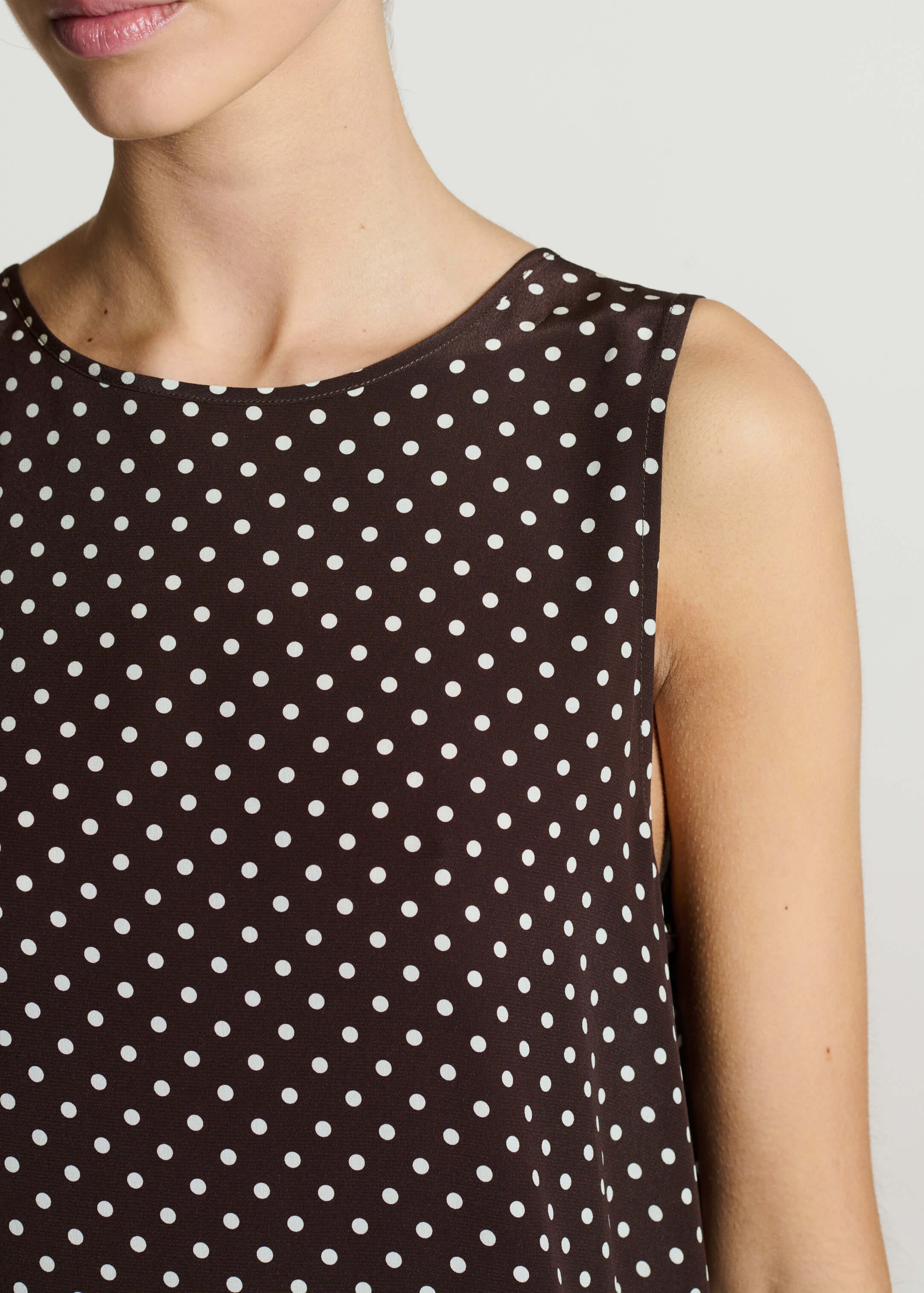 Rhea Dress Umber Brown Dot Silk Crepe