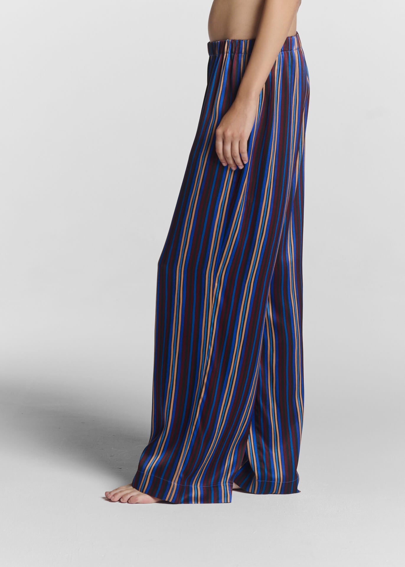 Rosa Trouser Painted Stripe Blue Silk Charmeuse