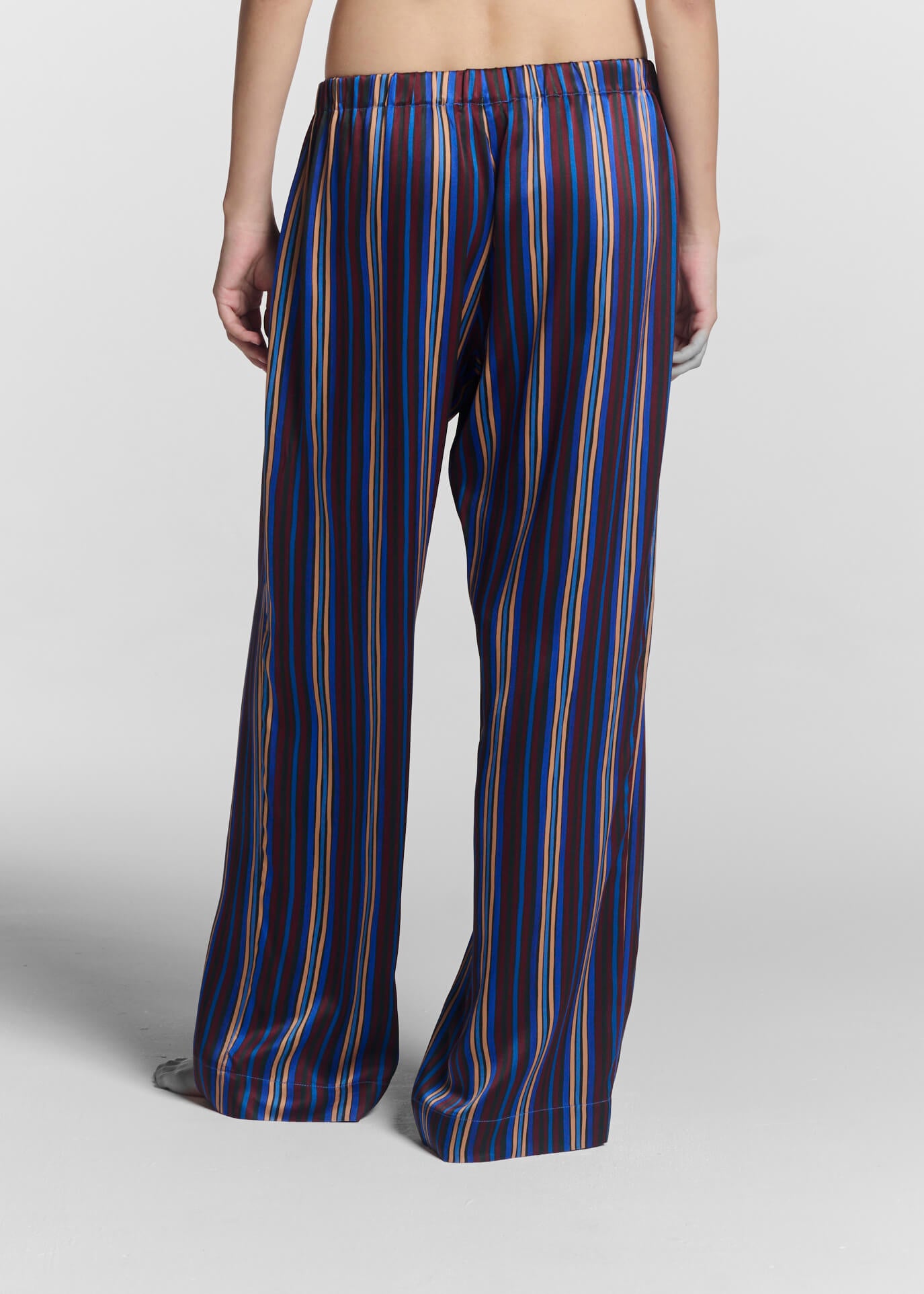 Rosa Trouser Painted Stripe Blue Silk Charmeuse