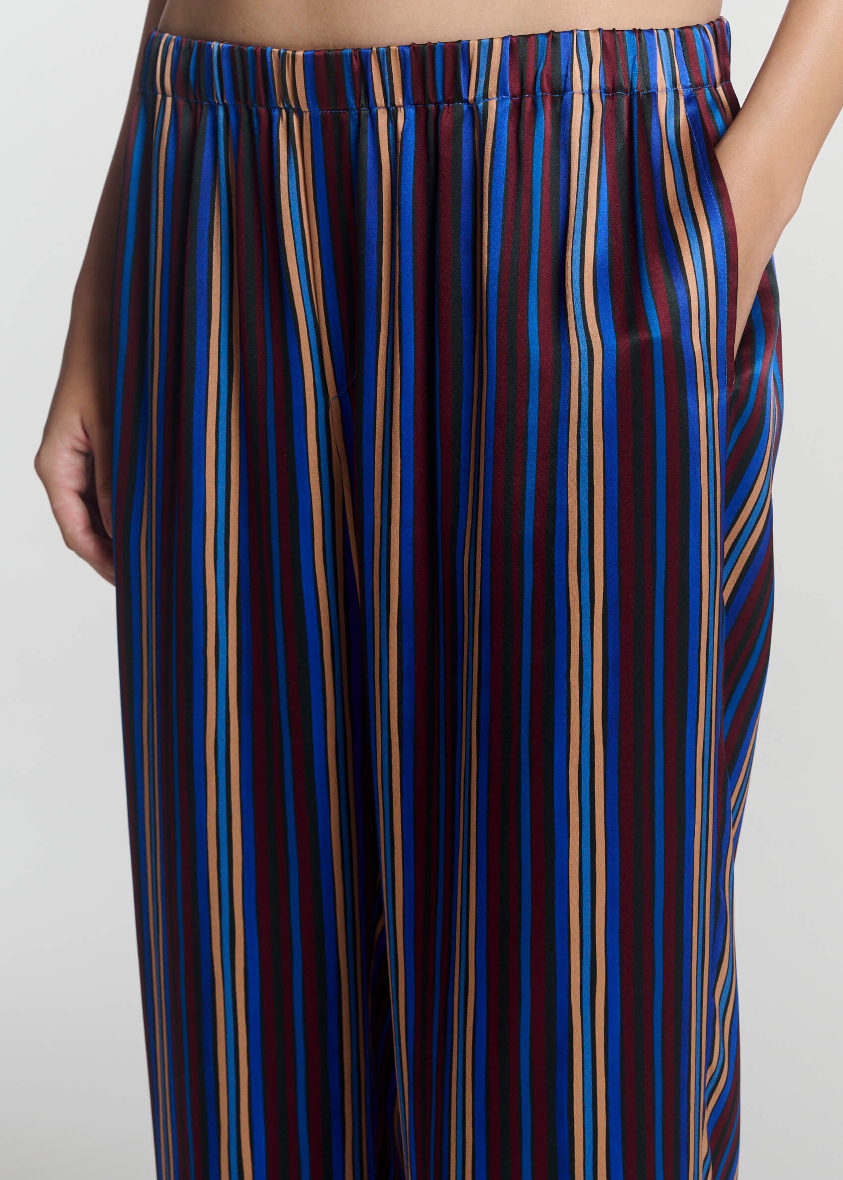 Rosa Trouser Painted Stripe Blue Silk Charmeuse
