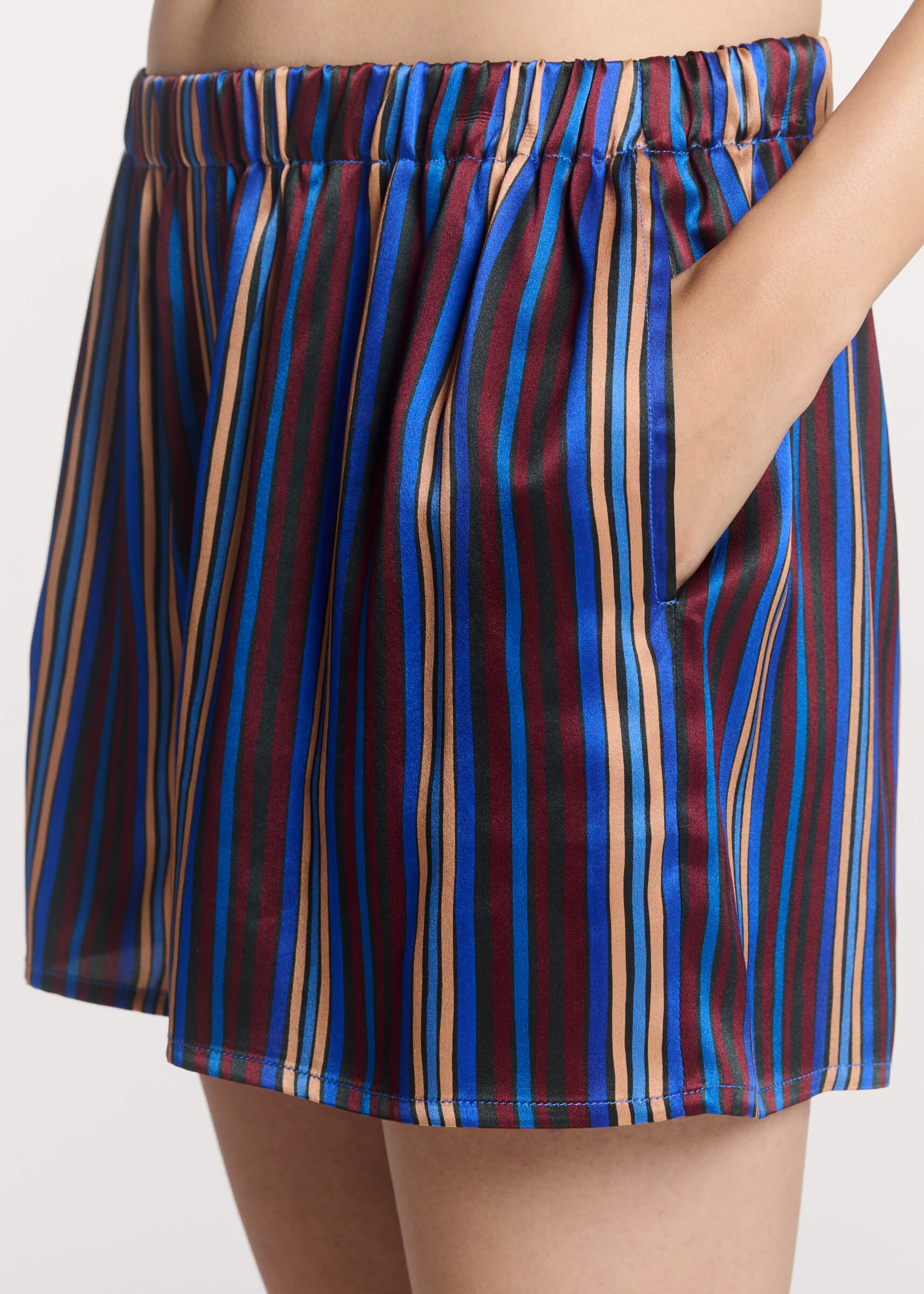 Franca Short Painted Stripe Blue Silk Charmeuse