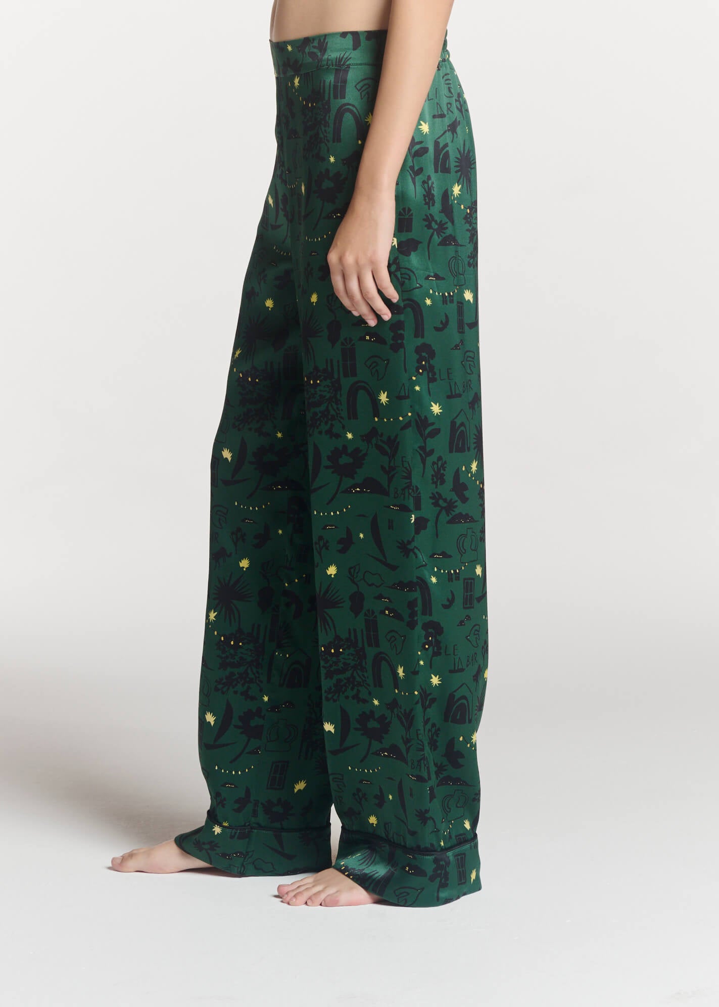 London Trouser Nightstar Green Silk Charmeuse