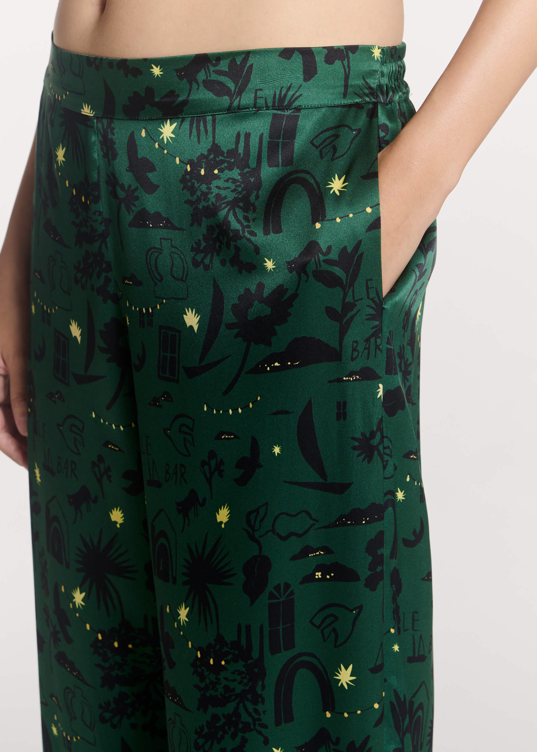 London Trouser Nightstar Green Silk Charmeuse