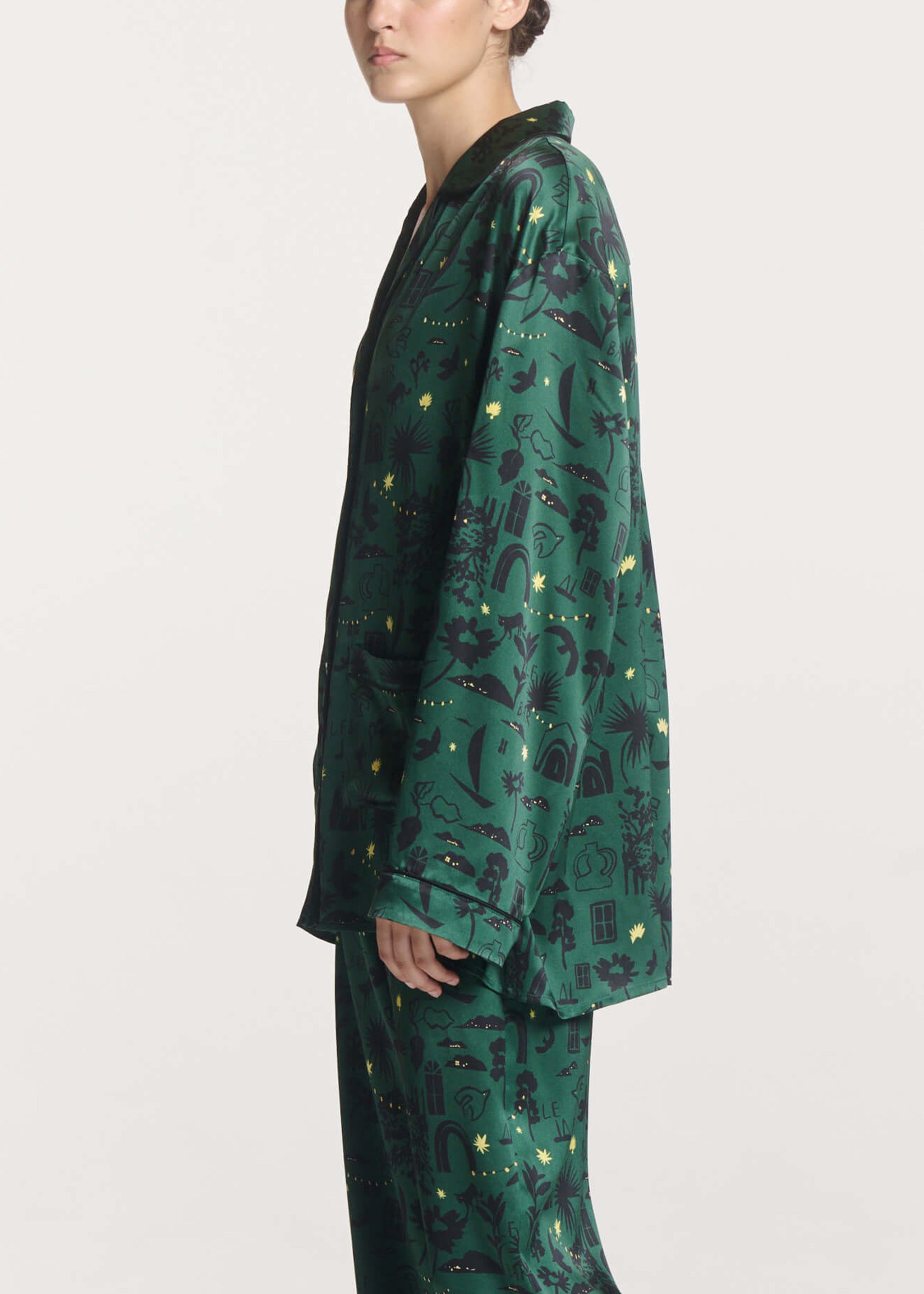 Alba Shirt Nightstar Green Silk Charmeuse