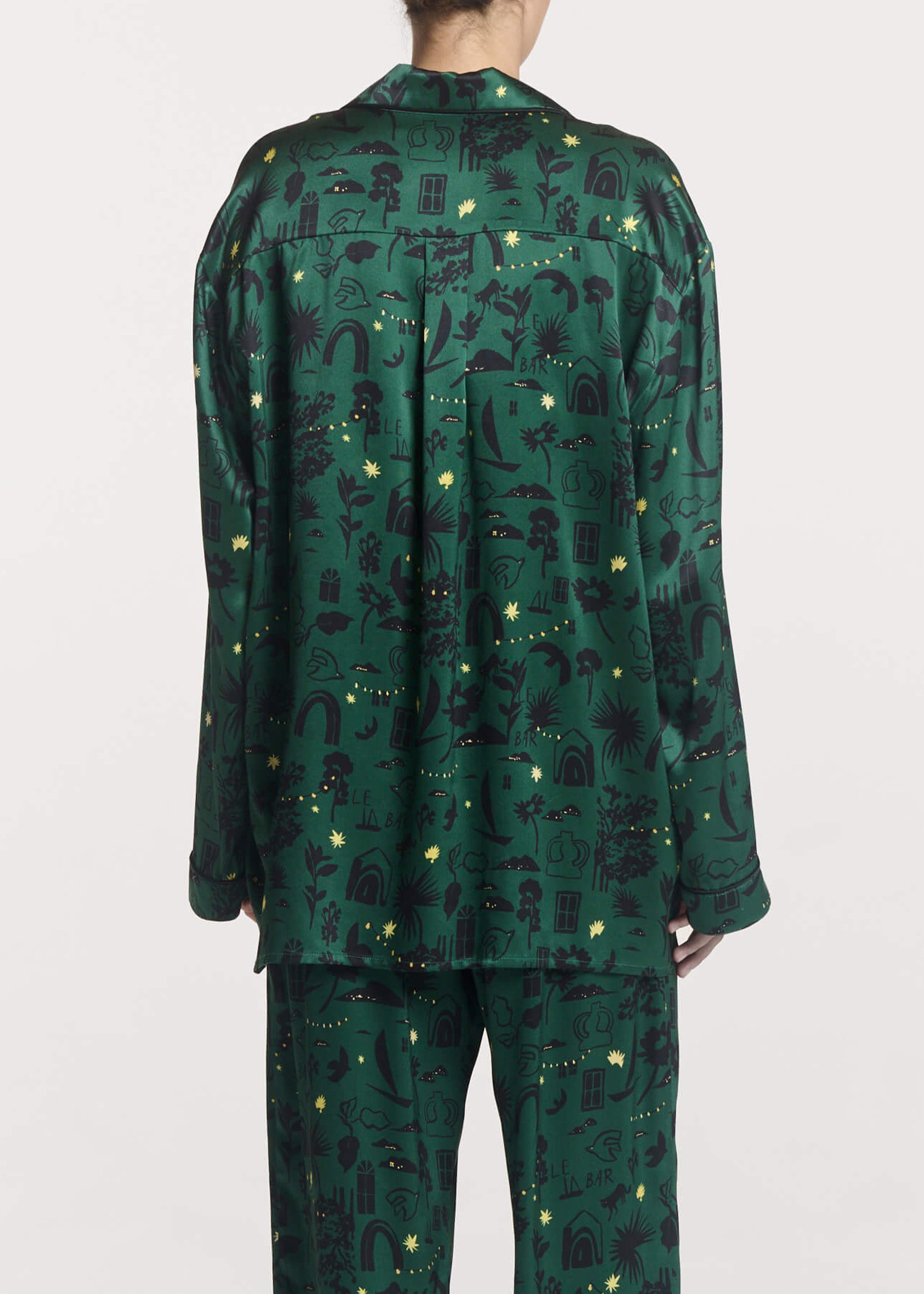 Alba Shirt Nightstar Green Silk Charmeuse