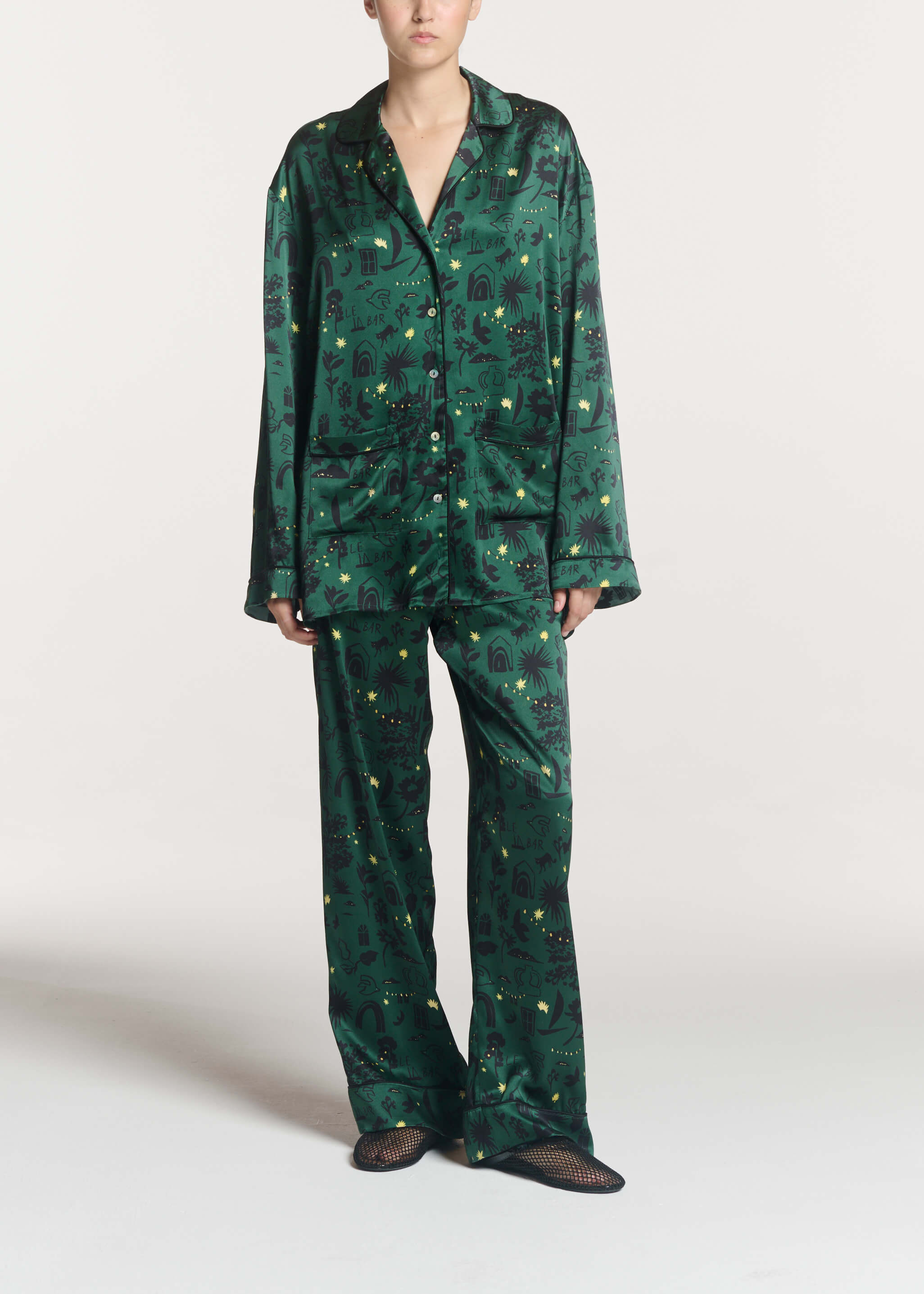 Alba Shirt Nightstar Green Silk Charmeuse