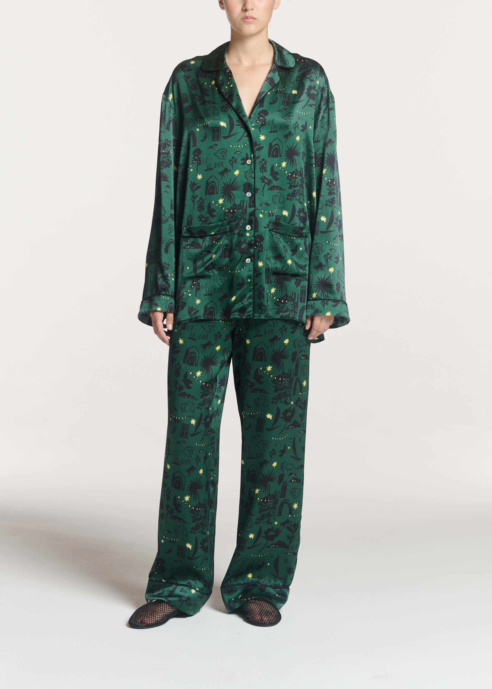 London Trouser Nightstar Green Silk Charmeuse