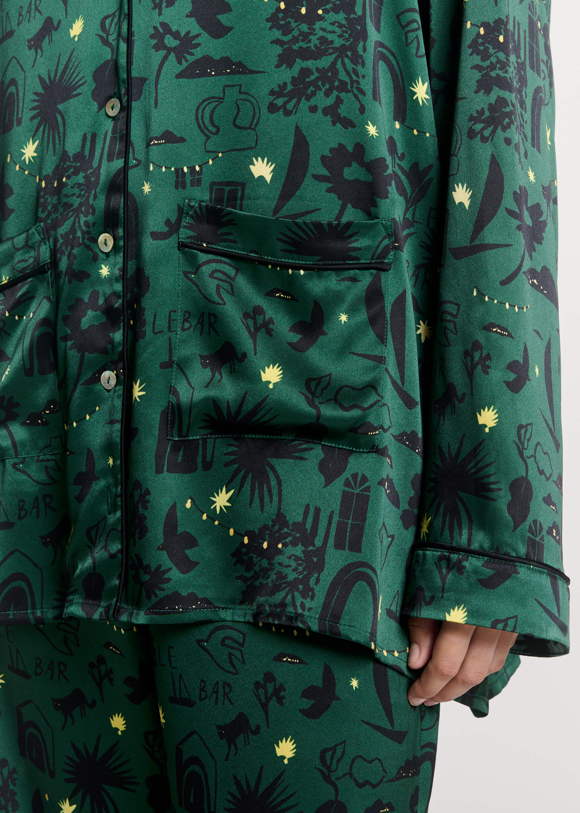 Alba Shirt Nightstar Green Silk Charmeuse