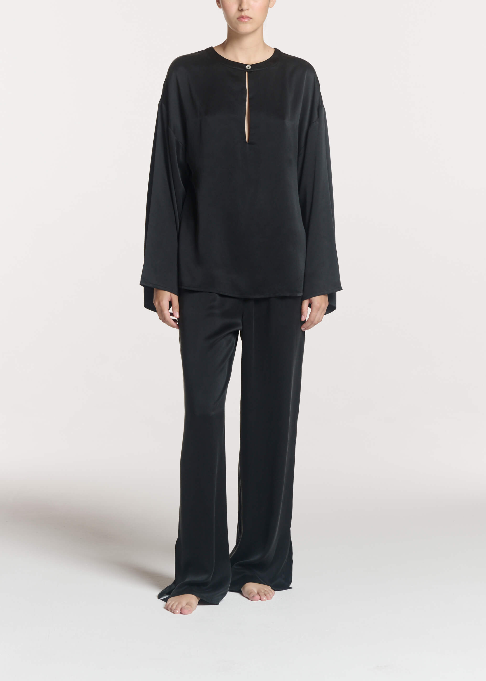 Lecco Top Black Silk Charmeuse