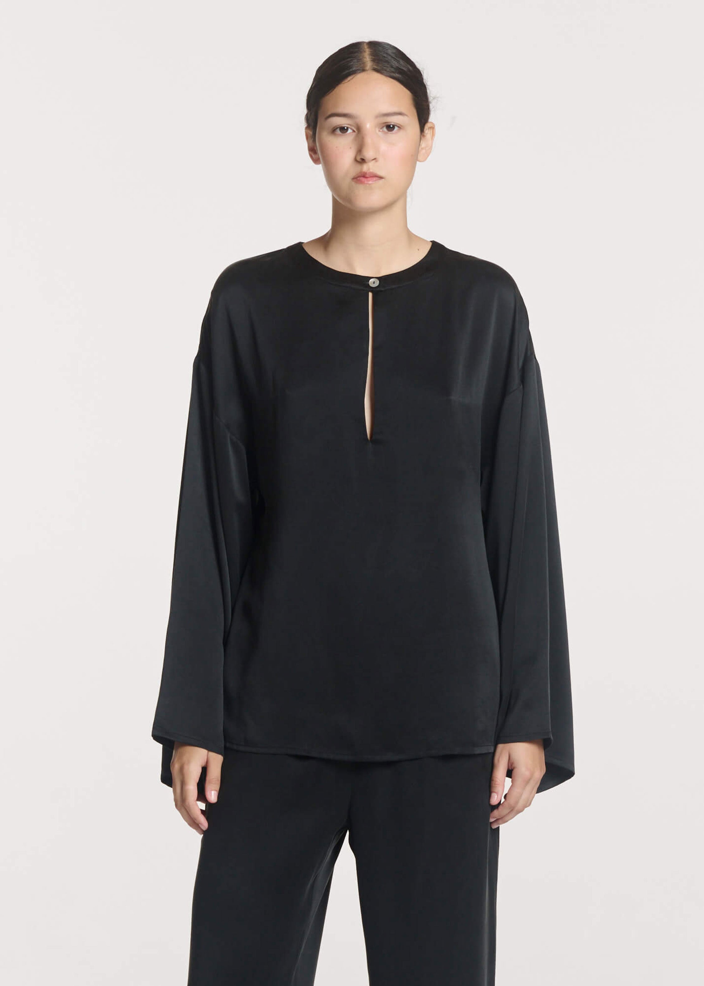 Lecco Top Black Silk Charmeuse