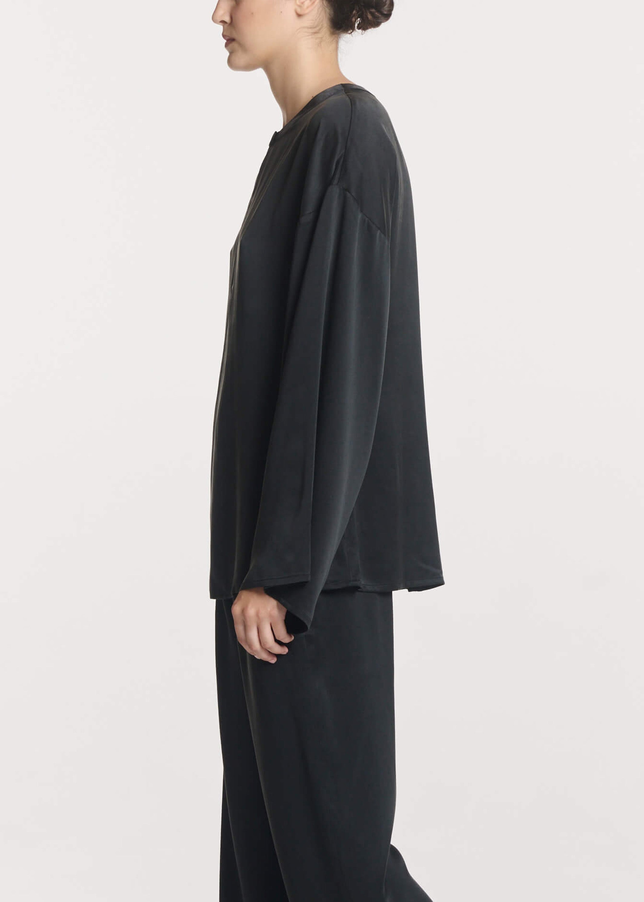 Lecco Top Black Silk Charmeuse