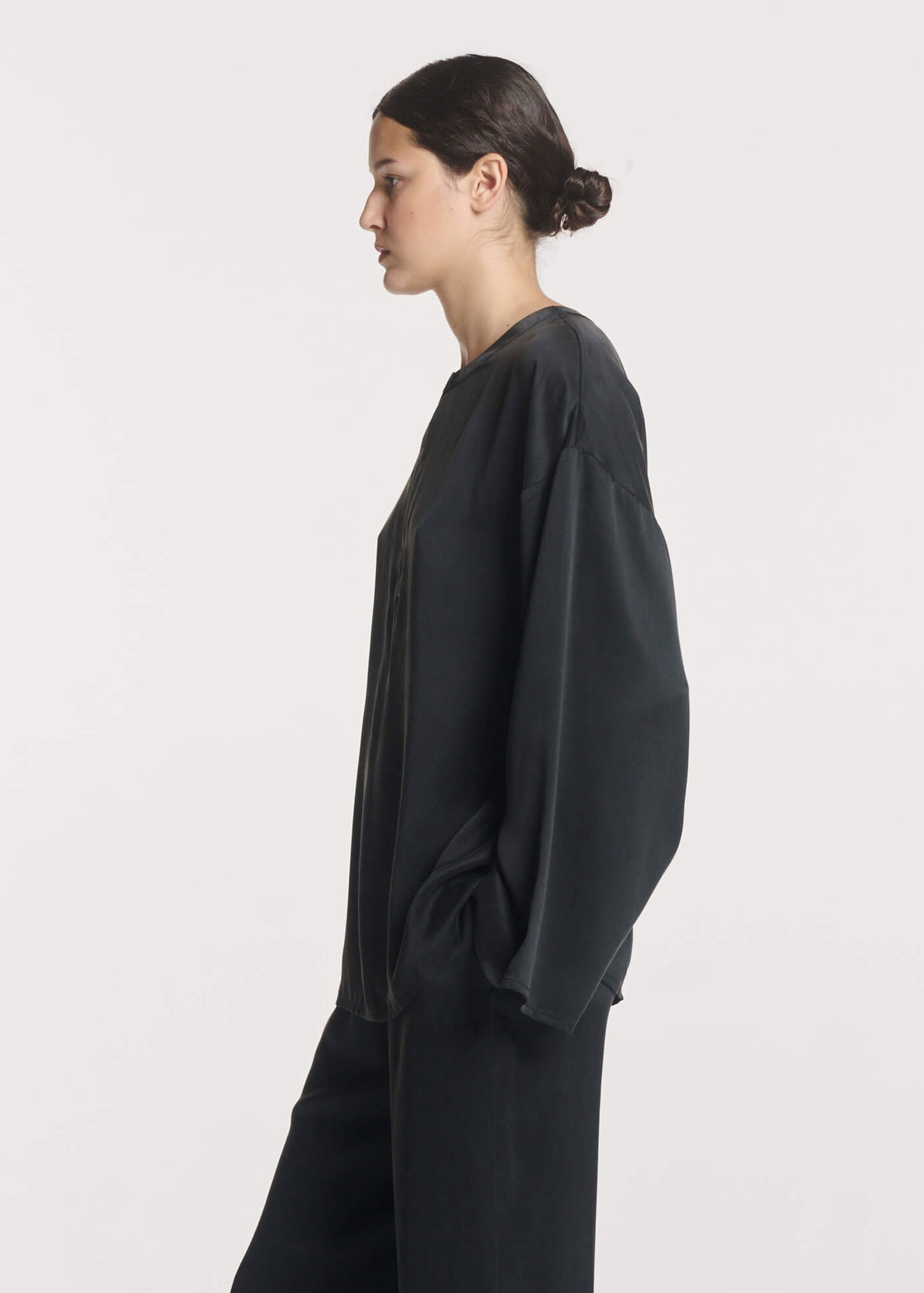 Lecco Top Black Silk Charmeuse