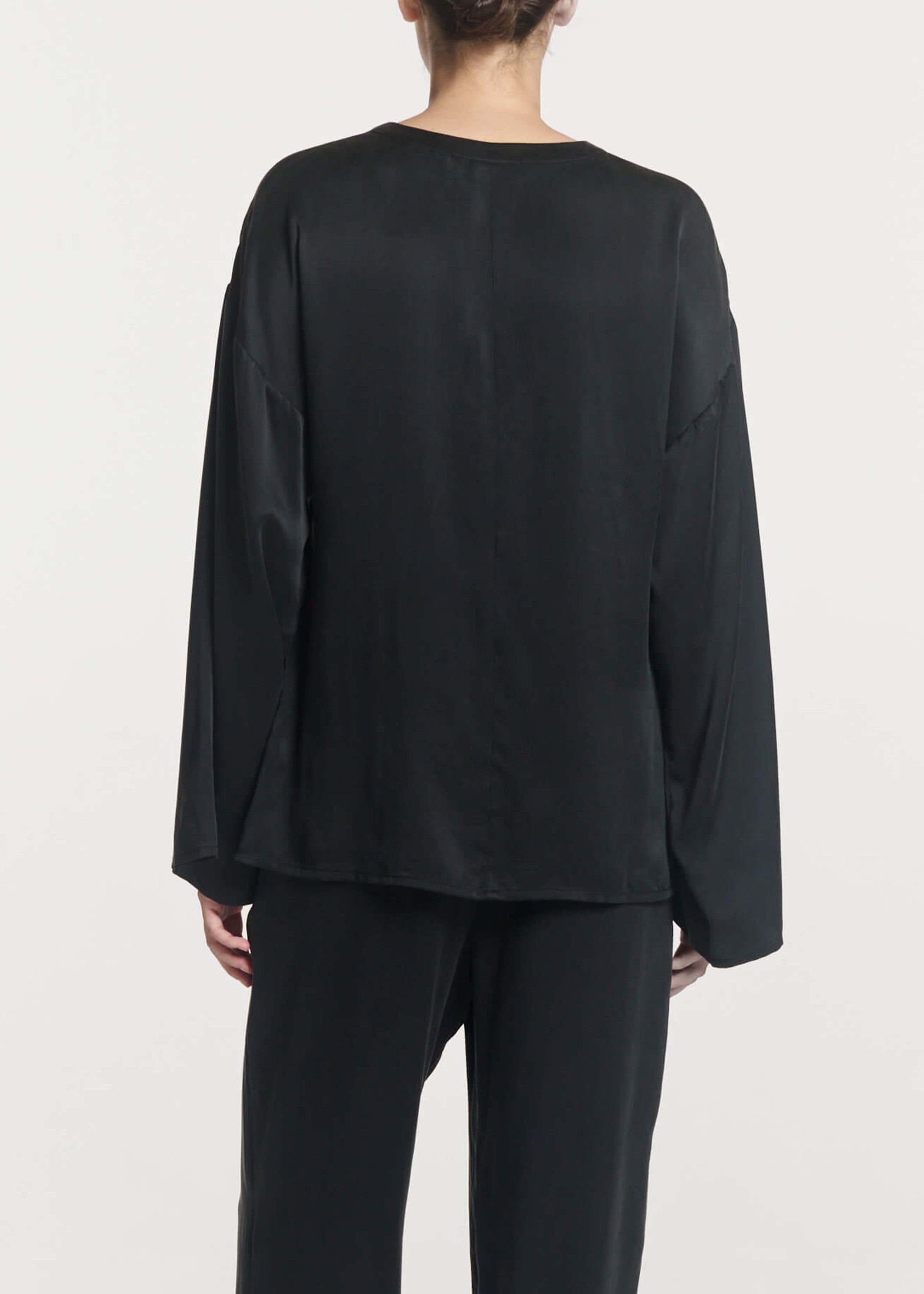 Lecco Top Black Silk Charmeuse