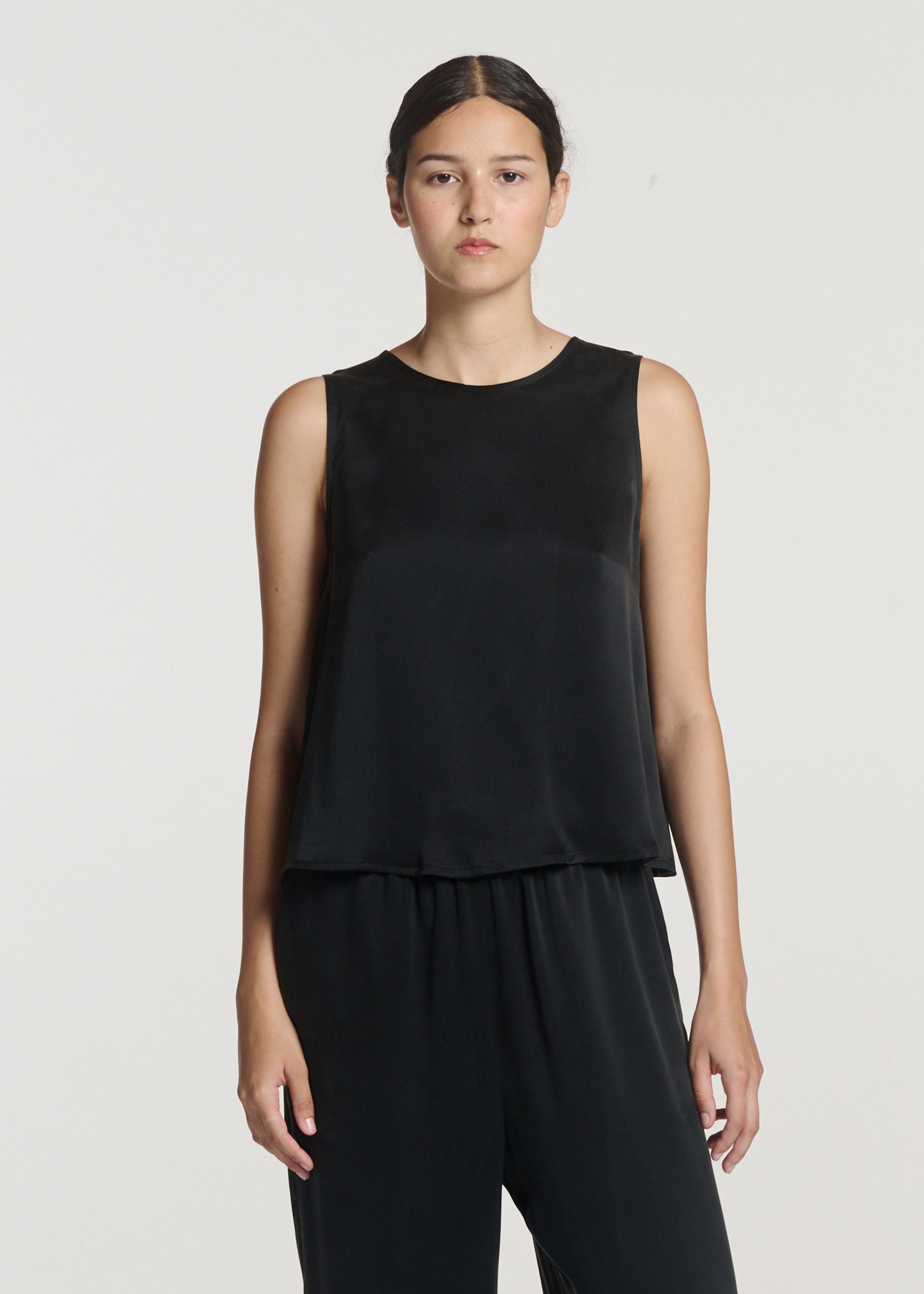 Sofia Top Black Silk Charmeuse
