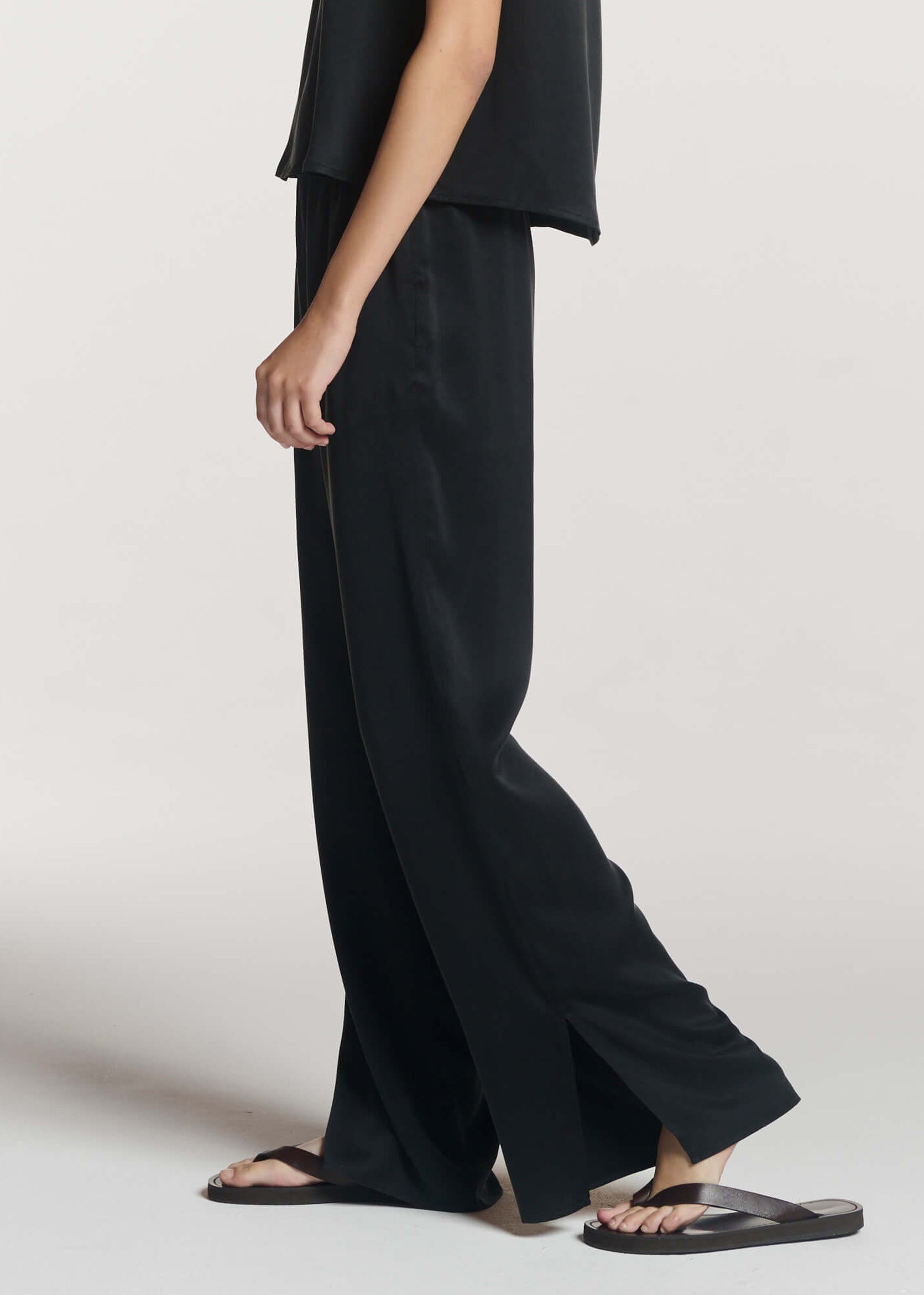 Loreto Trouser Black Silk Charmeuse