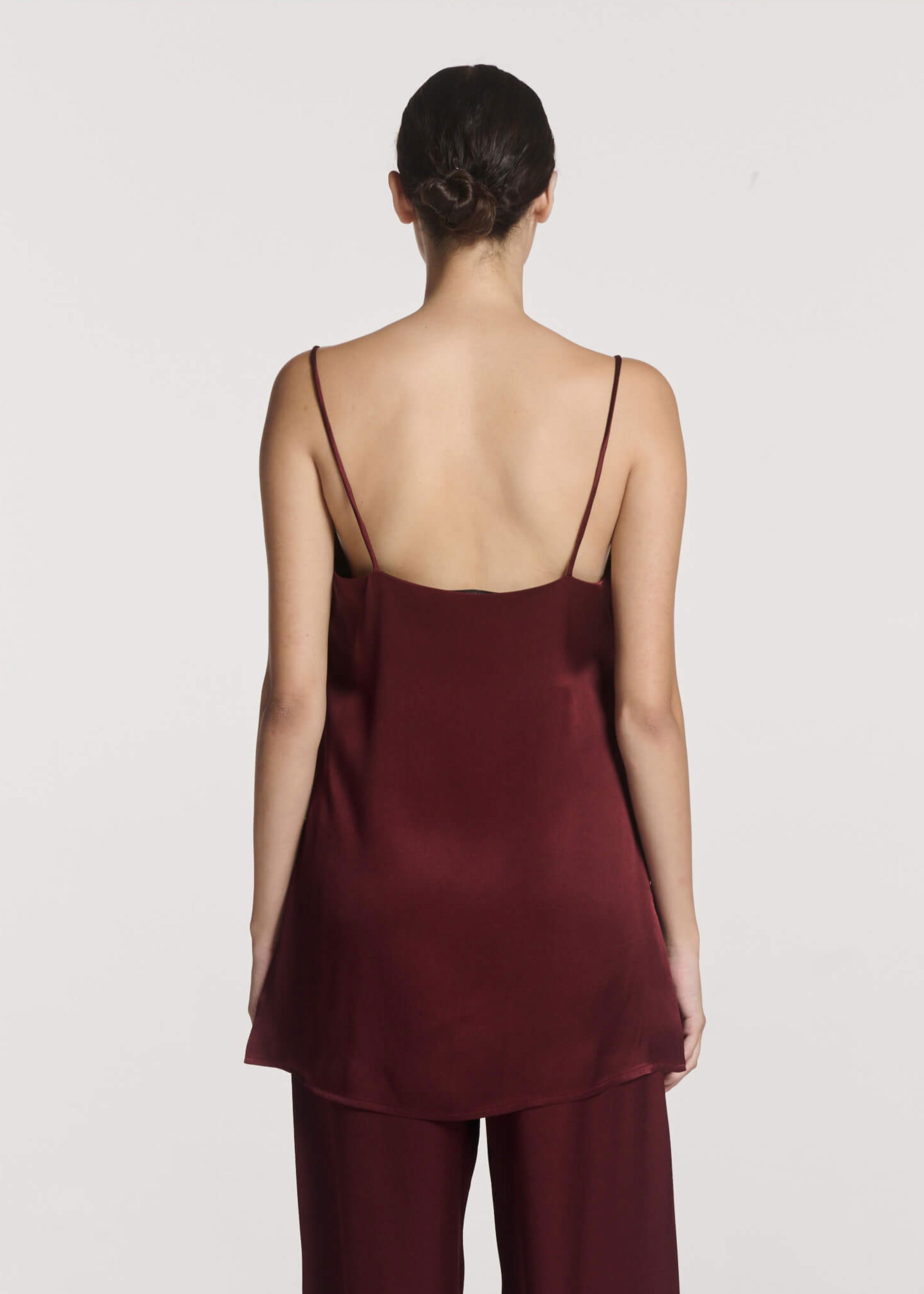 Pisa Top Maroon Silk Satin