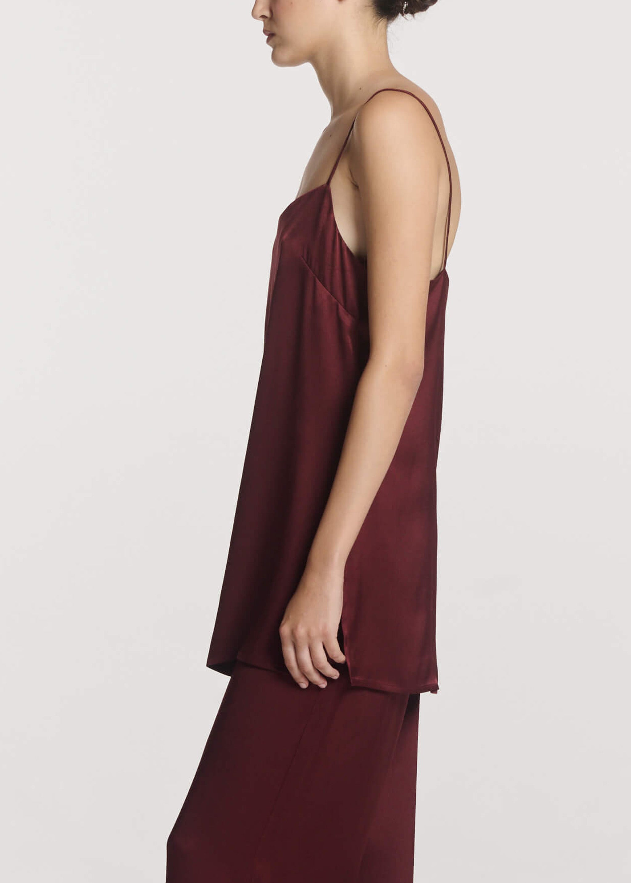 Pisa Top Maroon Silk Satin