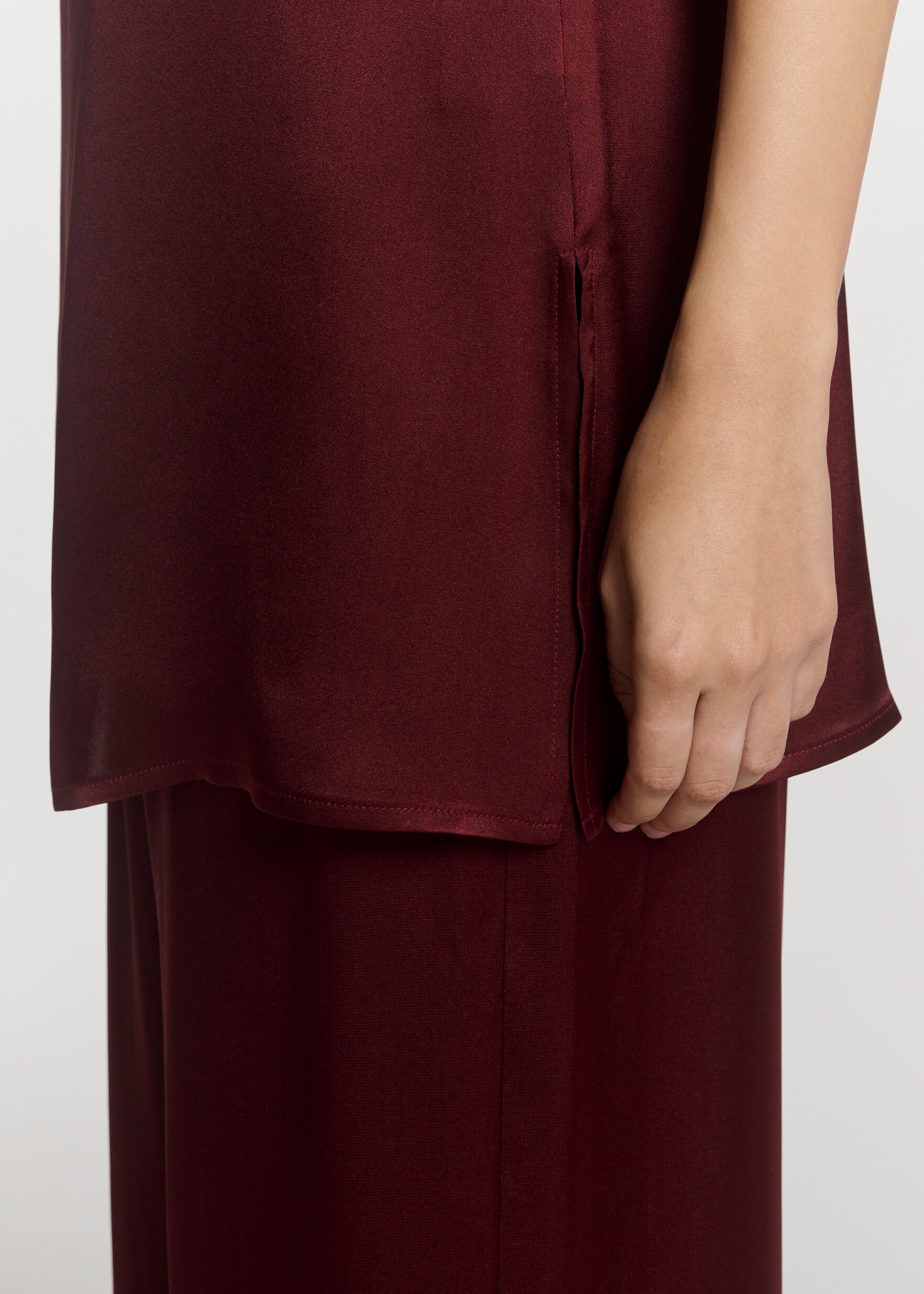 Pisa Top Maroon Silk Satin