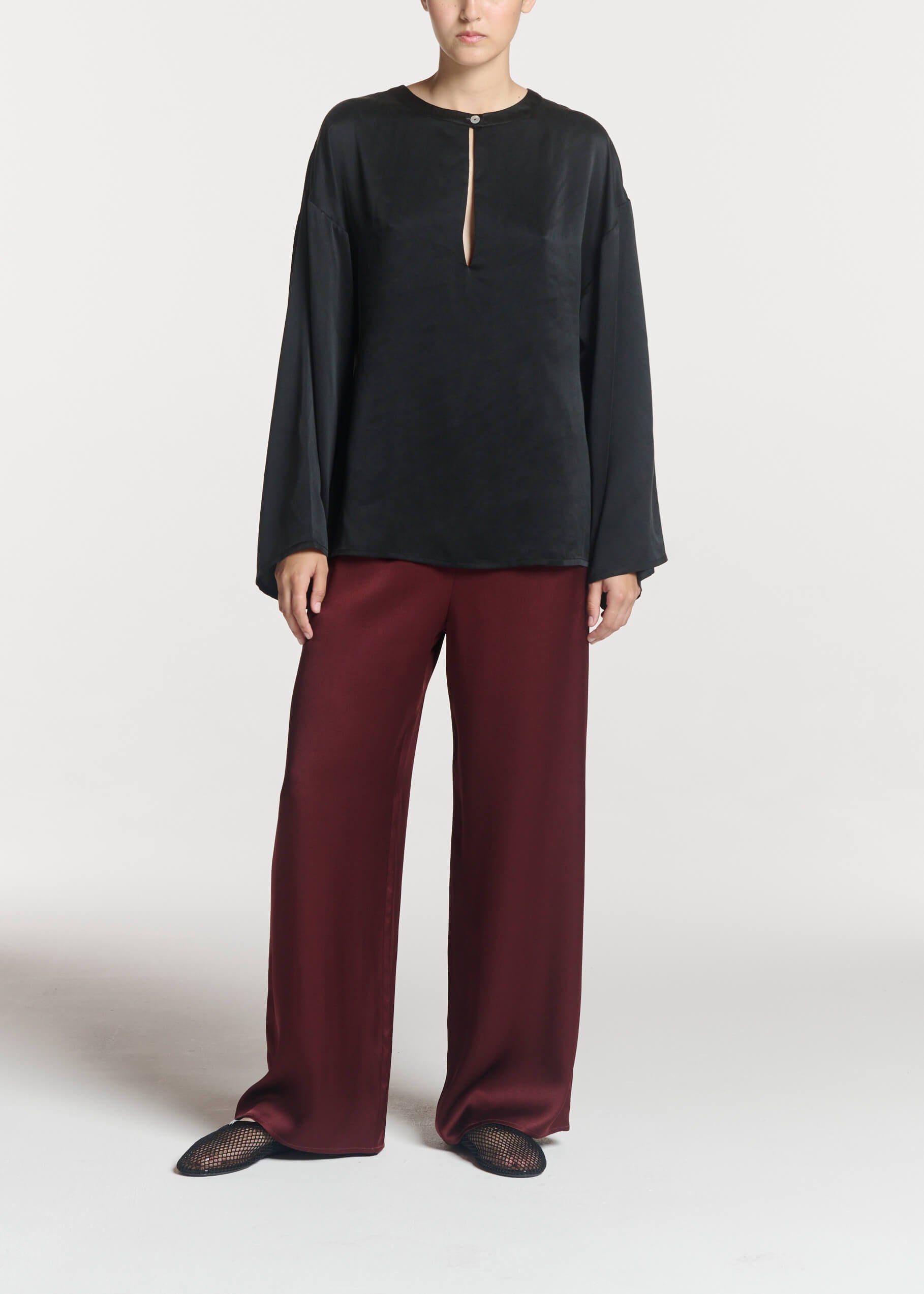 Lecco Top Black Silk Charmeuse