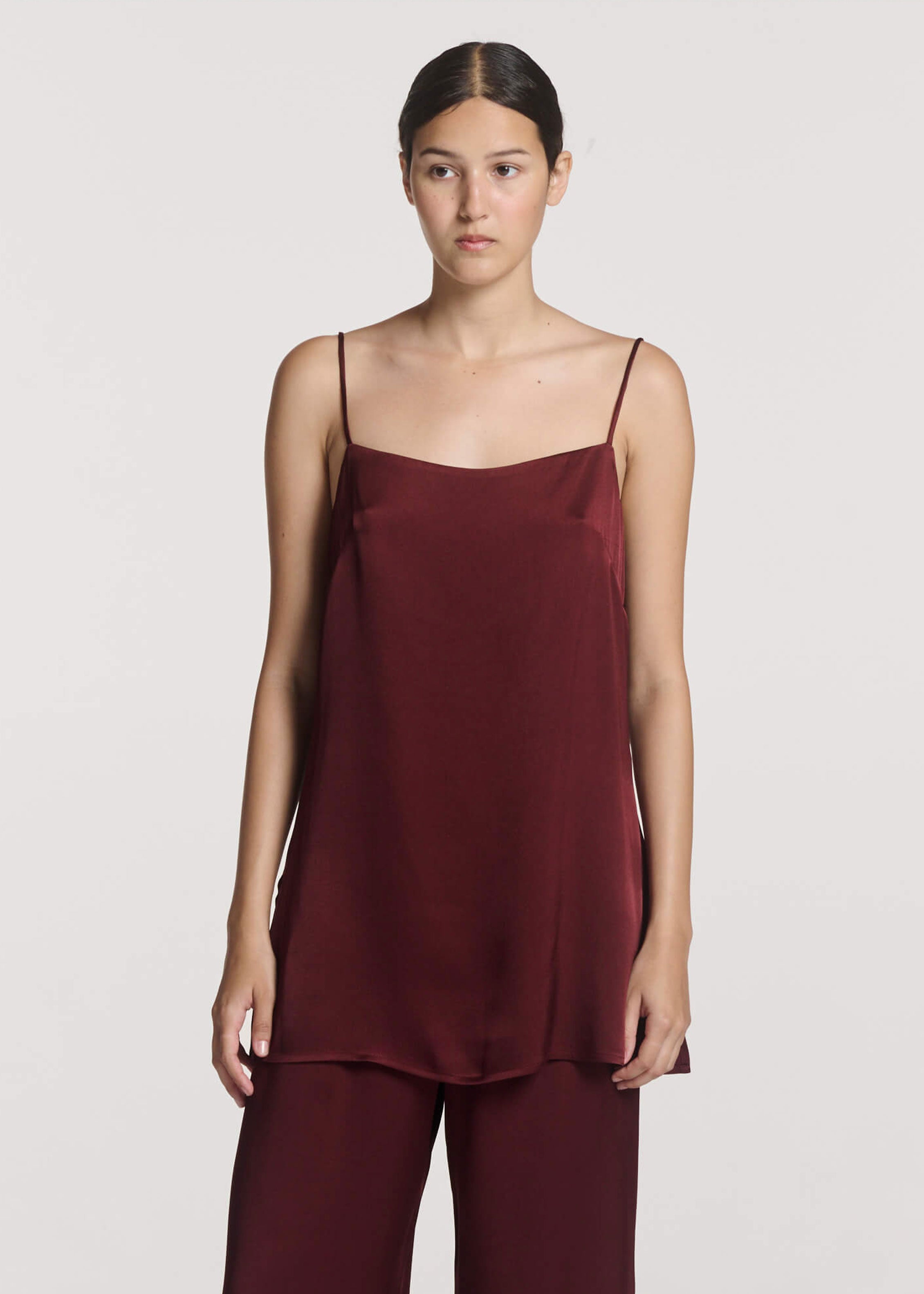 Pisa Top Maroon Silk Satin